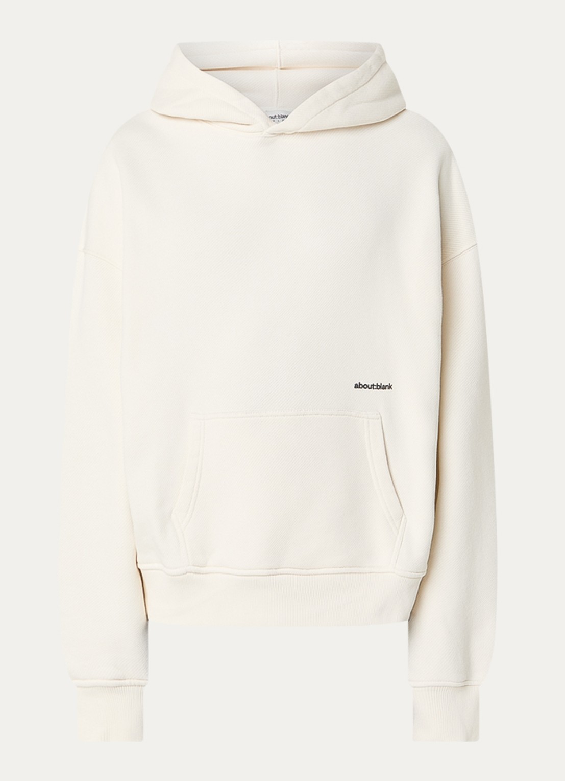 about:blank Box hoodie met logoprint - voorkant gebroken wit