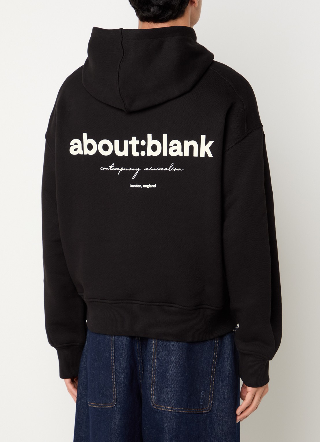 about:blank Box hoodie met logoprint - detail zwart