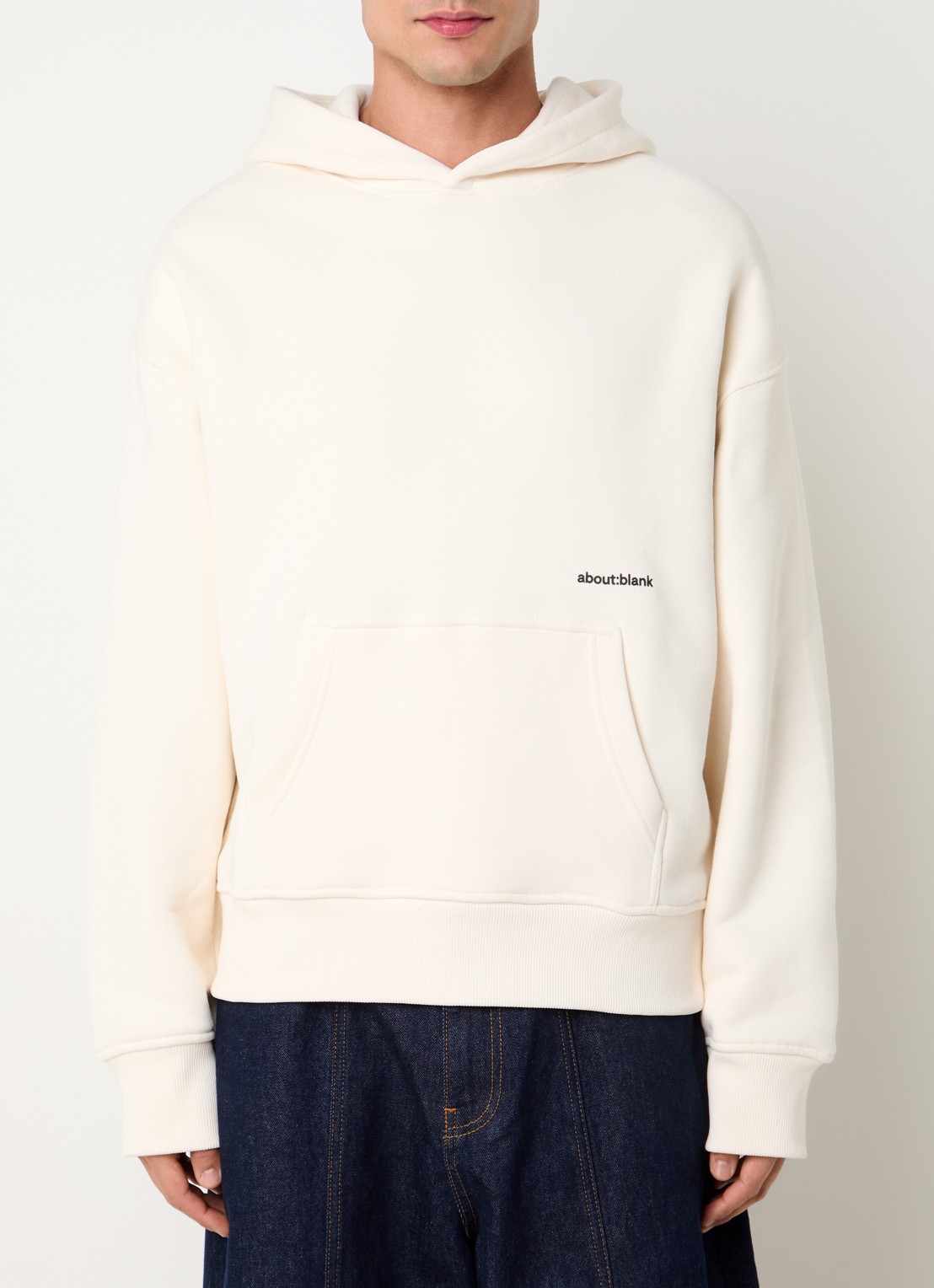 about:blank Box hoodie met logoprint - achterkant 3 creme