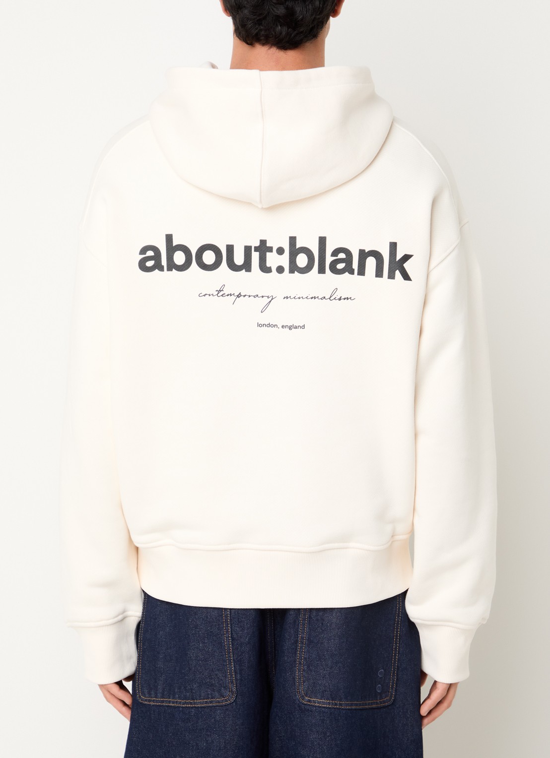 about:blank Box hoodie met logoprint - detail creme
