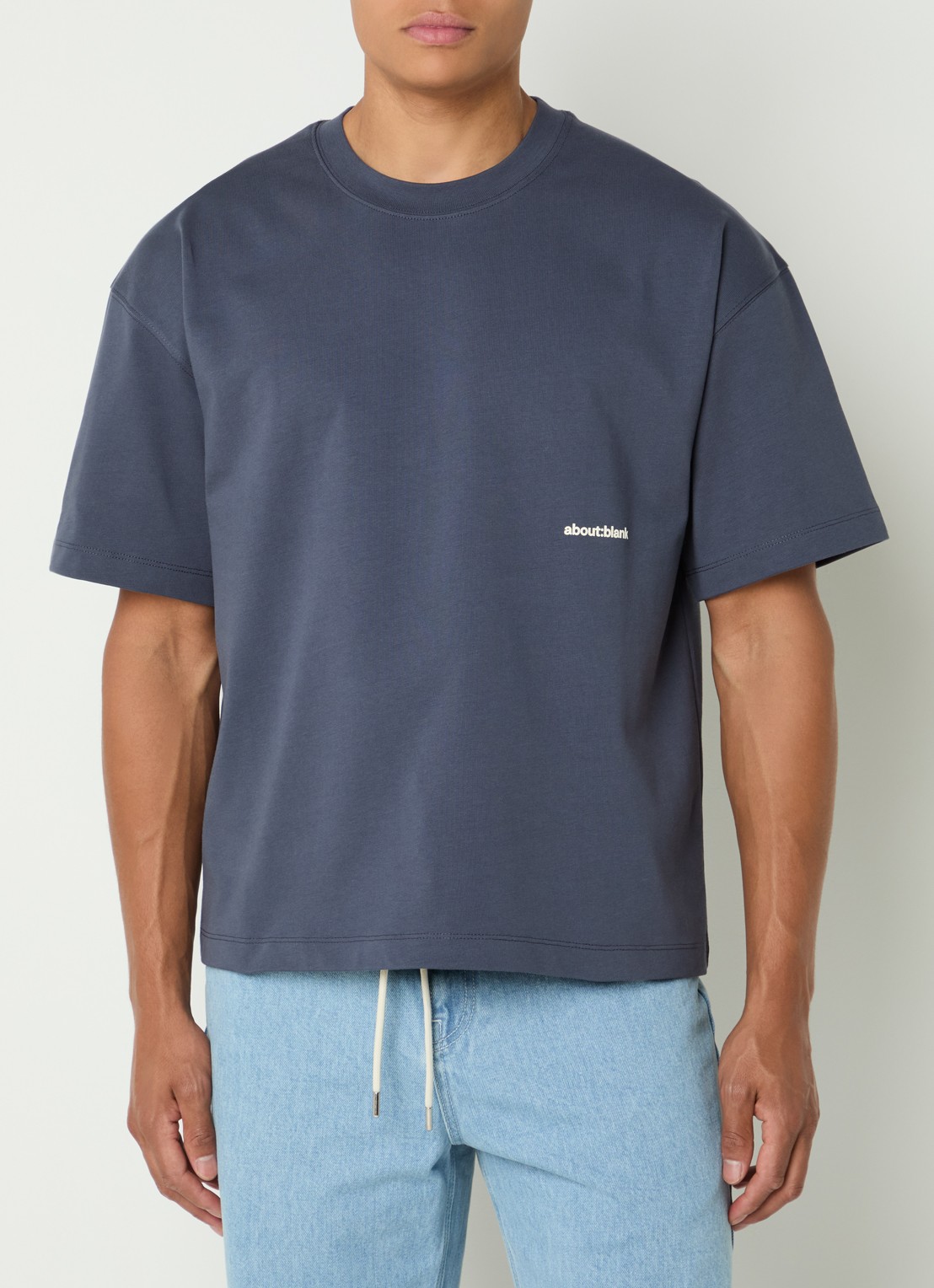 about:blank Box T-shirt met logo- en backprint - achterkant 3 blauwgrijs