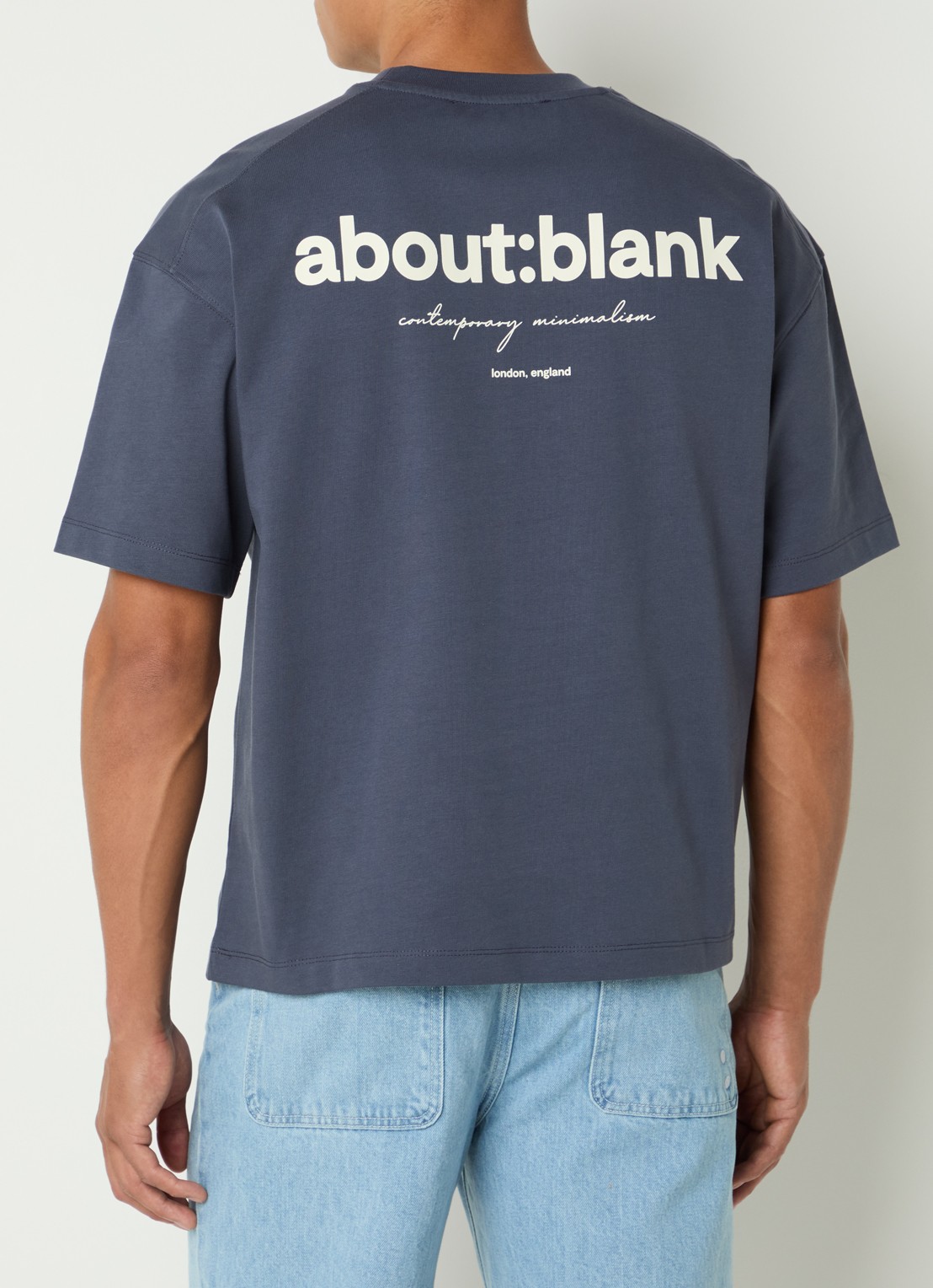 about:blank Box T-shirt met logo- en backprint - detail 4 blauwgrijs