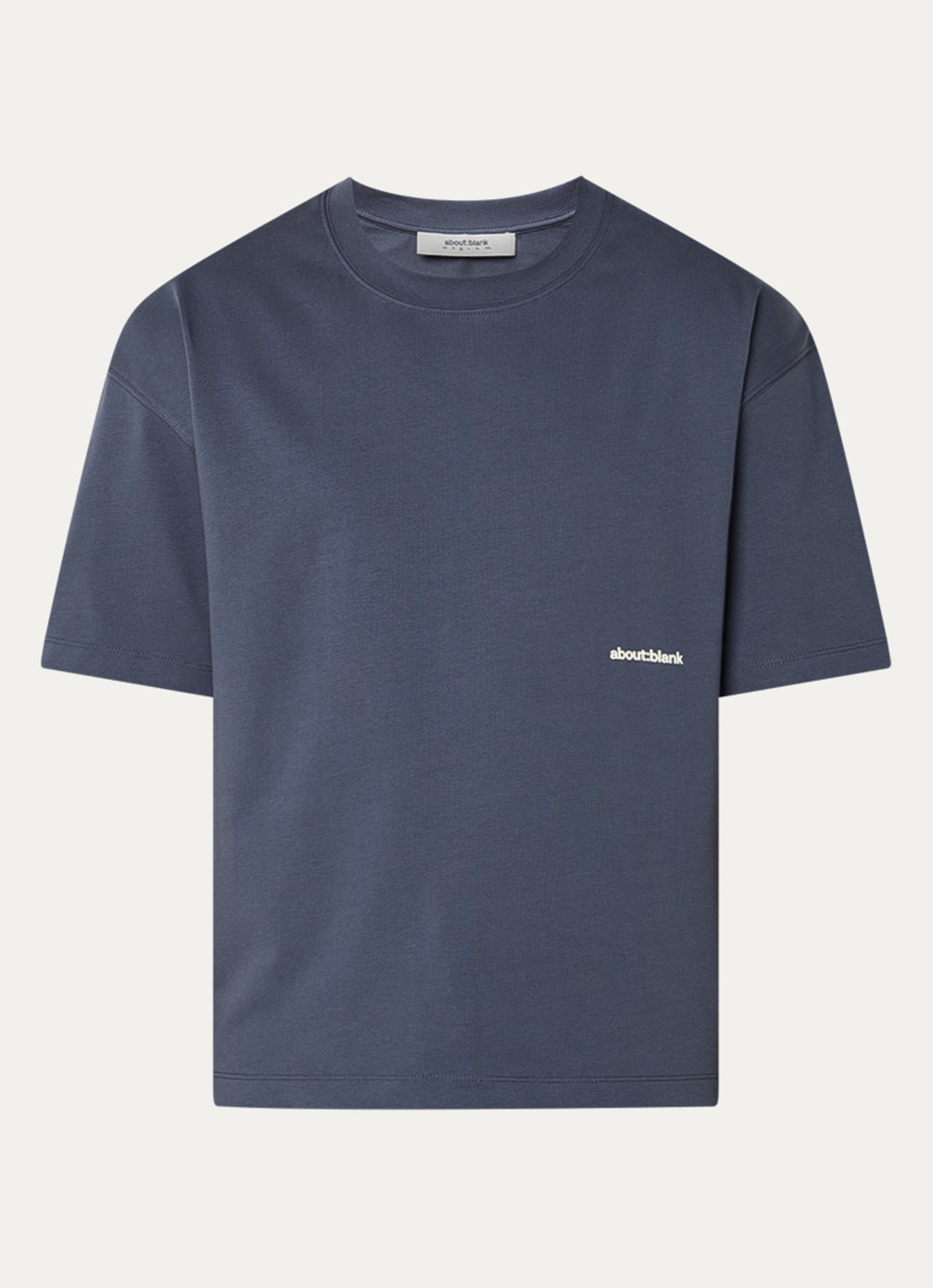 about:blank Box T-shirt met logo- en backprint - voorkant blauwgrijs