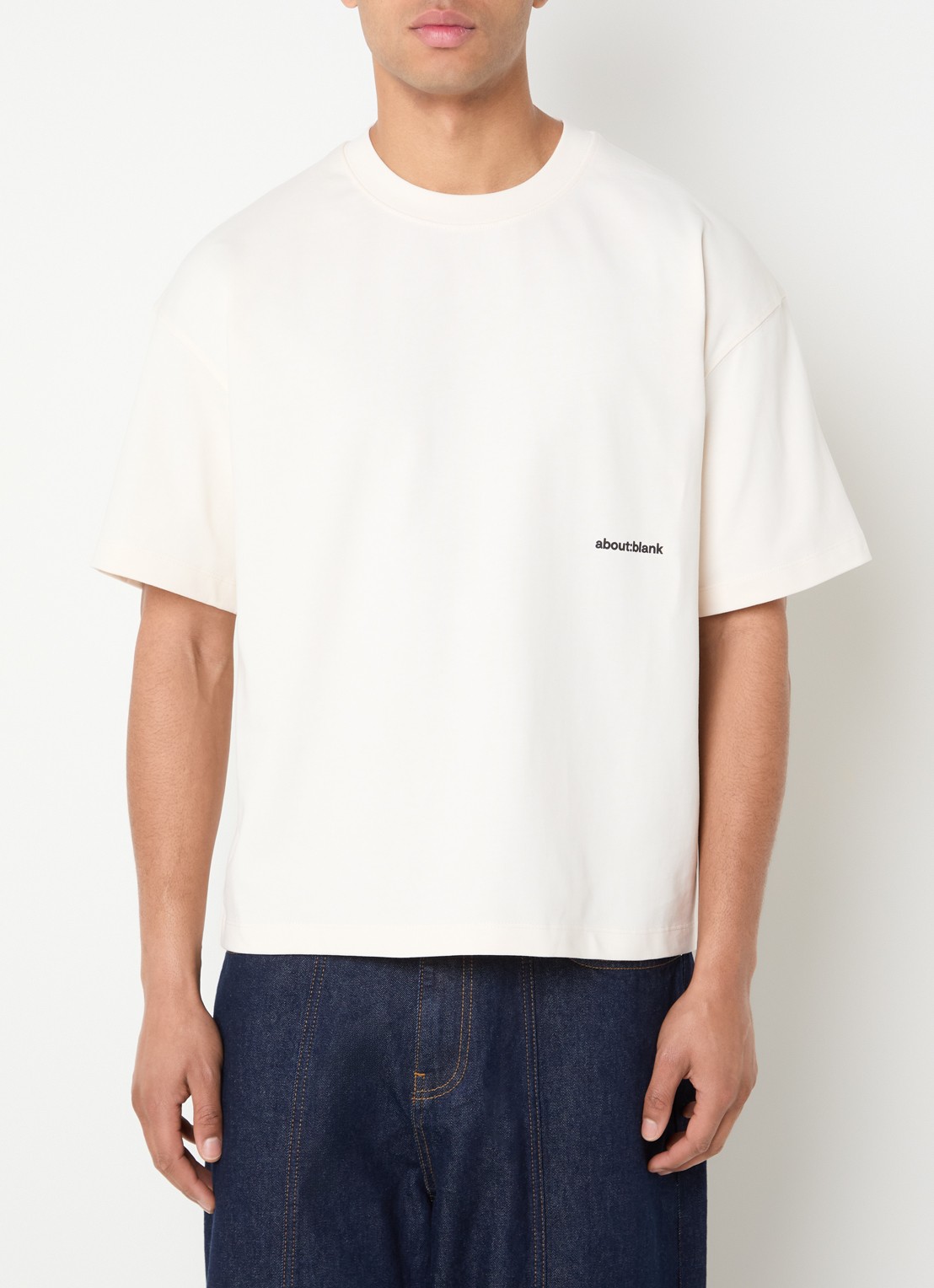 about:blank Box T-shirt met logo- en backprint - achterkant 3 gebroken wit