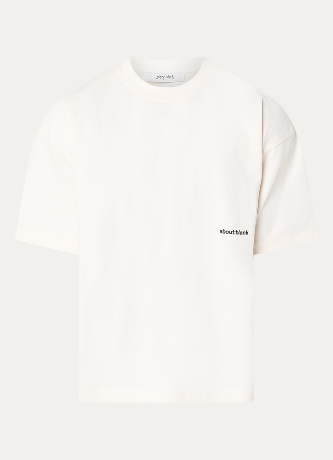 about:blank Box T-shirt met logo- en backprint - voorkant gebroken wit
