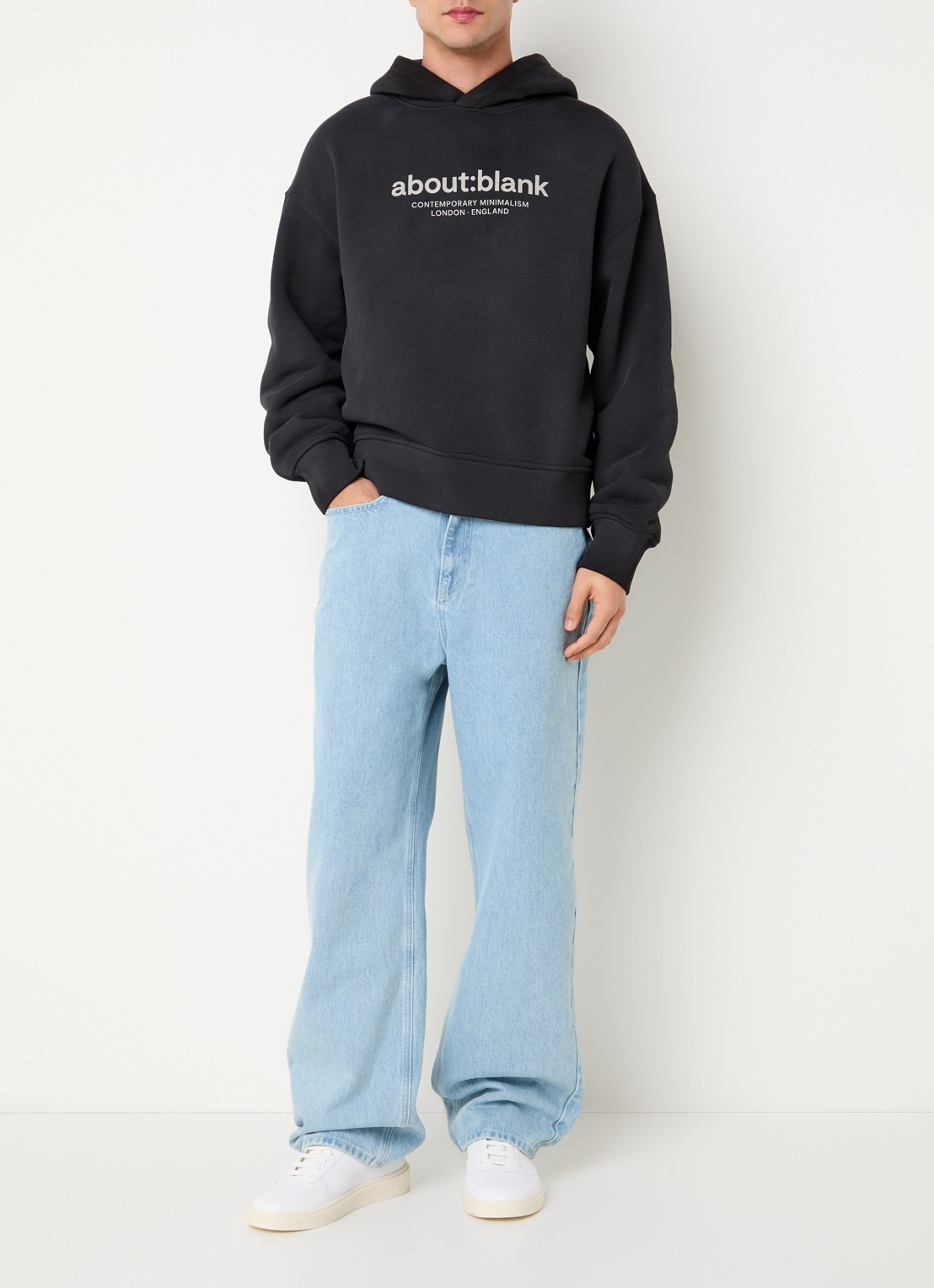 about:blank Garcon hoodie met logoprint - voorkant 4 antraciet