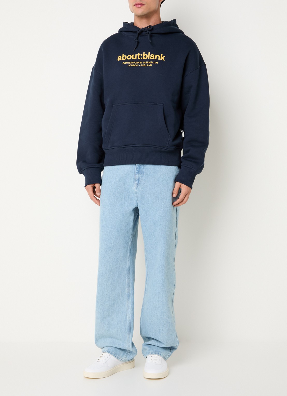 about:blank Garcon hoodie met logoprint - voorkant 2 donkerblauw
