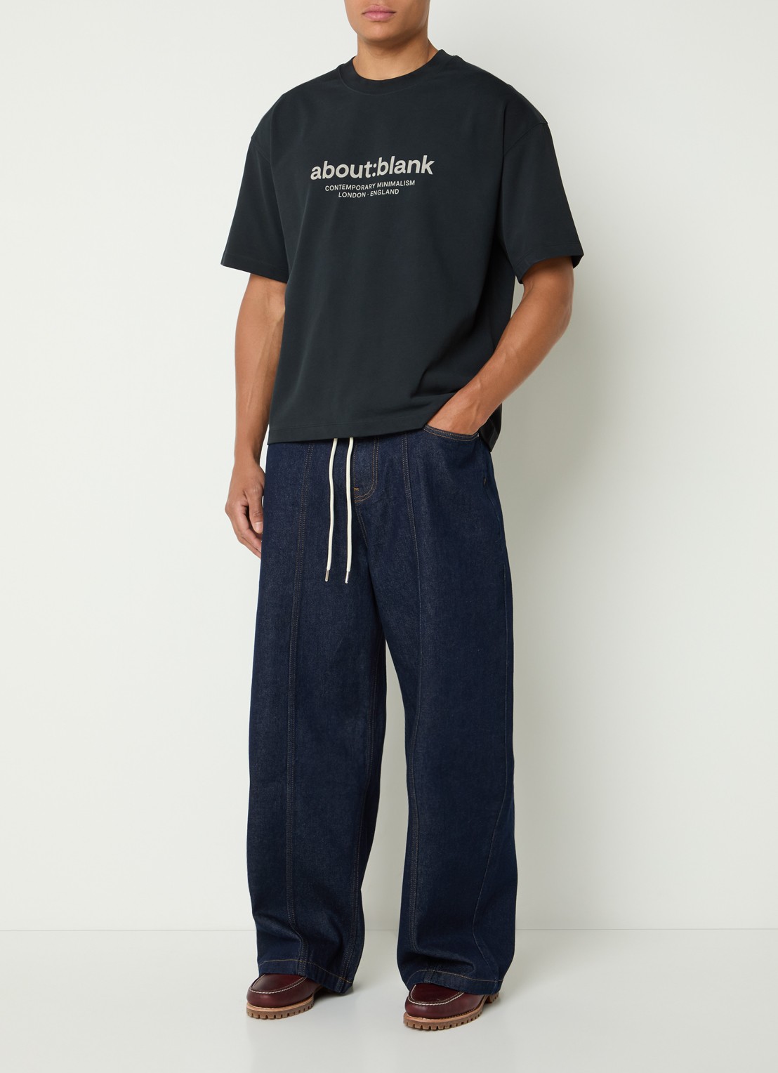 about:blank Garcon T-shirt met logoprint - voorkant 4 zwart
