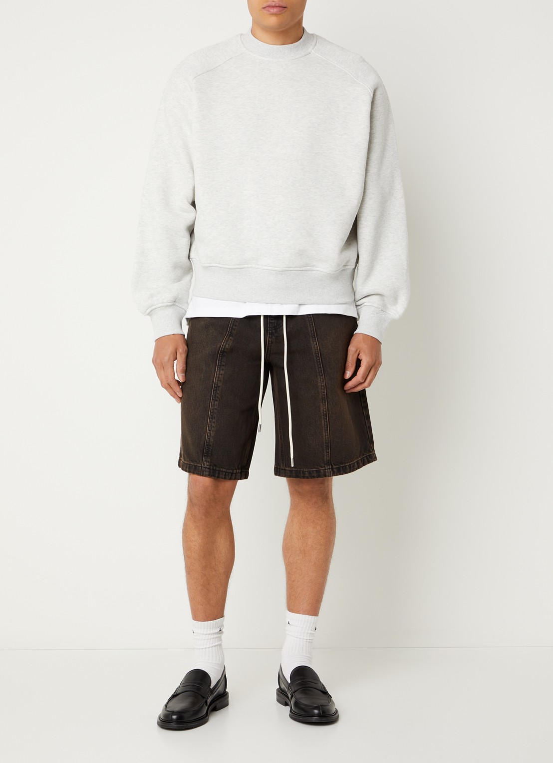 about:blank Insignia sweater met ronde hals - voorkant 3 grijsmele