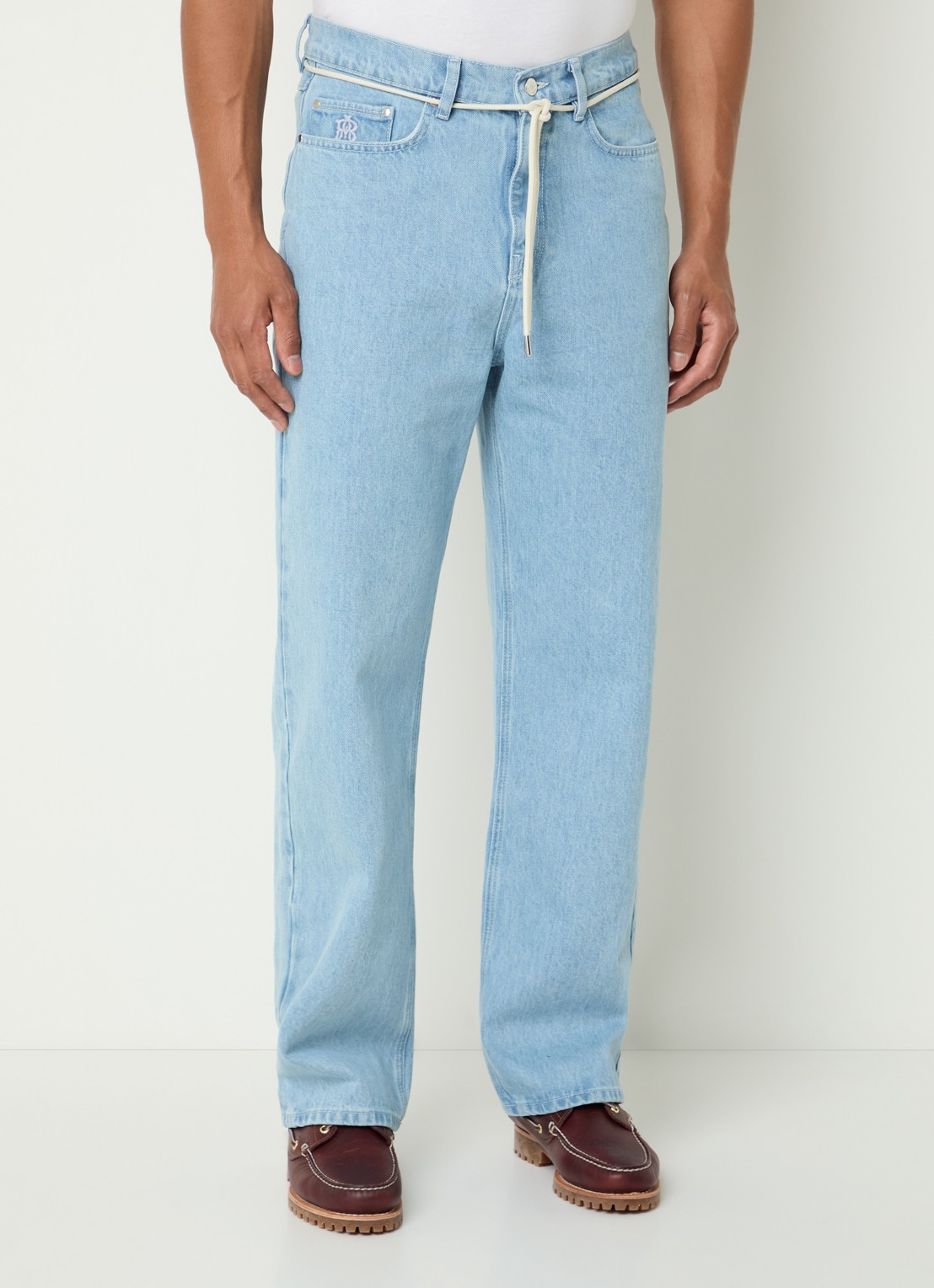 about:blank Loose fit jeans met strikceintuur en lichte wassing - detail 2 indigo