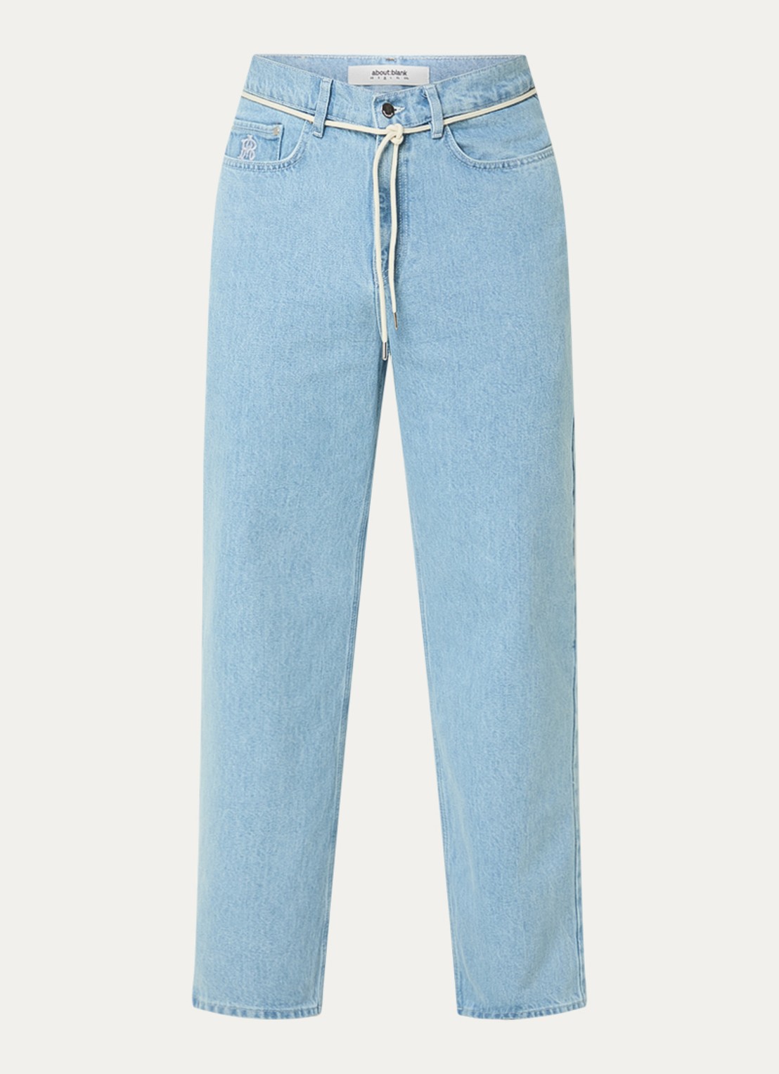 about:blank Loose fit jeans met strikceintuur en lichte wassing - voorkant 4 indigo
