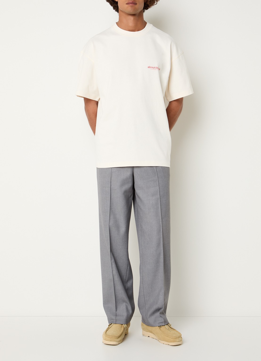 about:blank Monti T-shirt met logo- en backprint - voorkant 4 creme