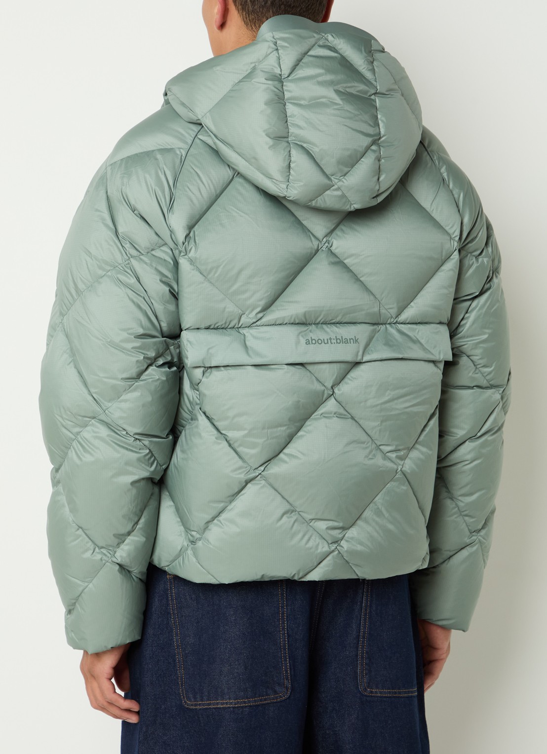 about:blank Puffer jack met donsvulling en quilt patroon - achterkant 3 lichtgroen