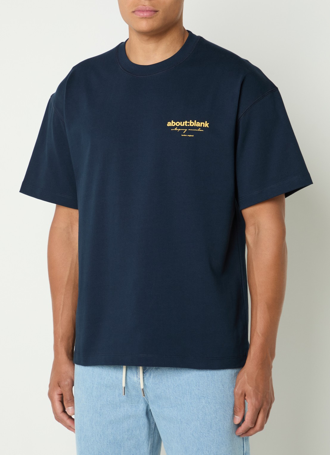 about:blank Reverse T-shirt met logo- en backprint - achterkant 3 donkerblauw