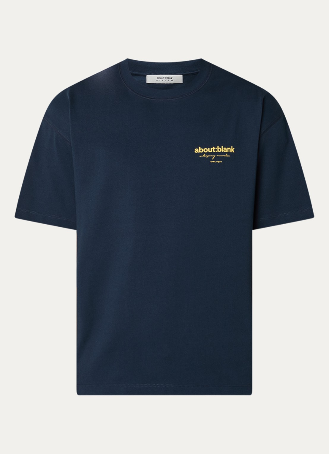 about:blank Reverse T-shirt met logo- en backprint - voorkant donkerblauw