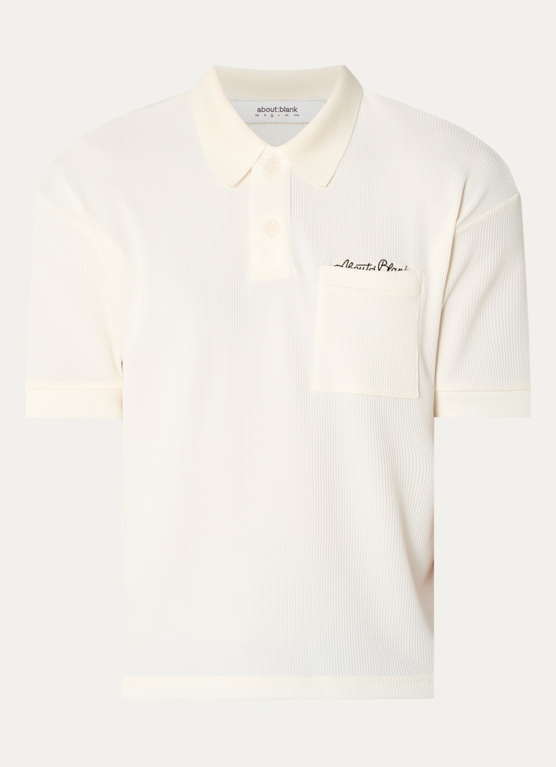 about:blank Script regular fit polo met logoborduring en structuur - voorkant creme