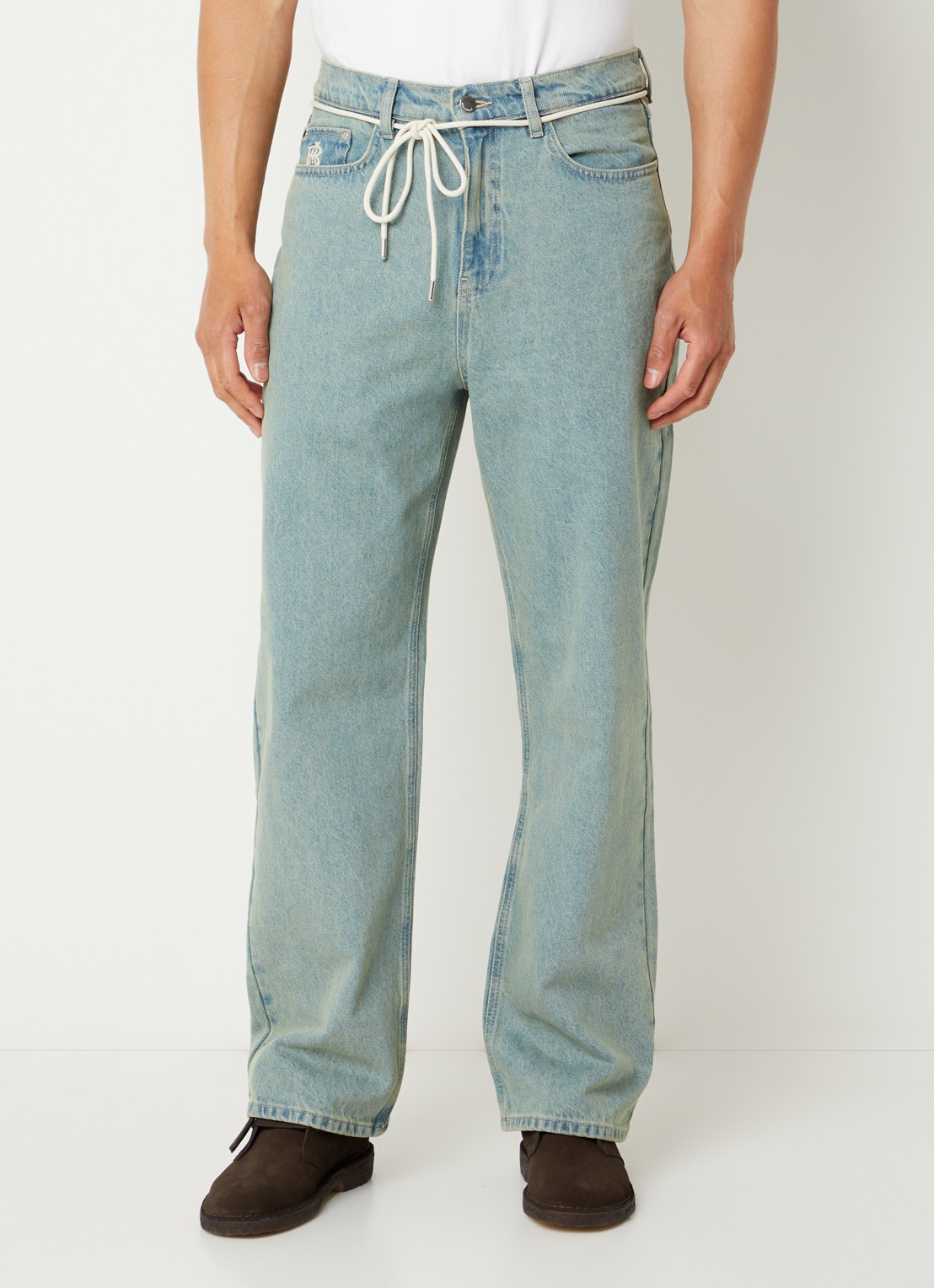 about:blank Straight leg jeans met gekleurde wassing - detail 2 blauwgrijs