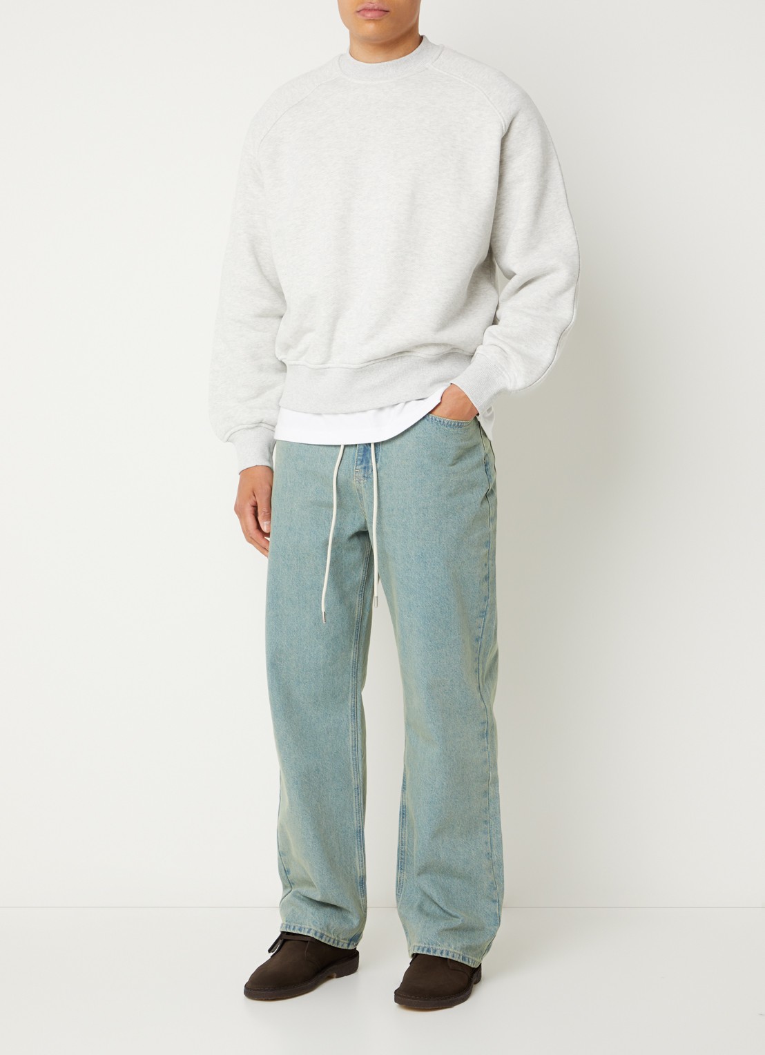 about:blank Straight leg jeans met gekleurde wassing - voorkant 5 blauwgrijs