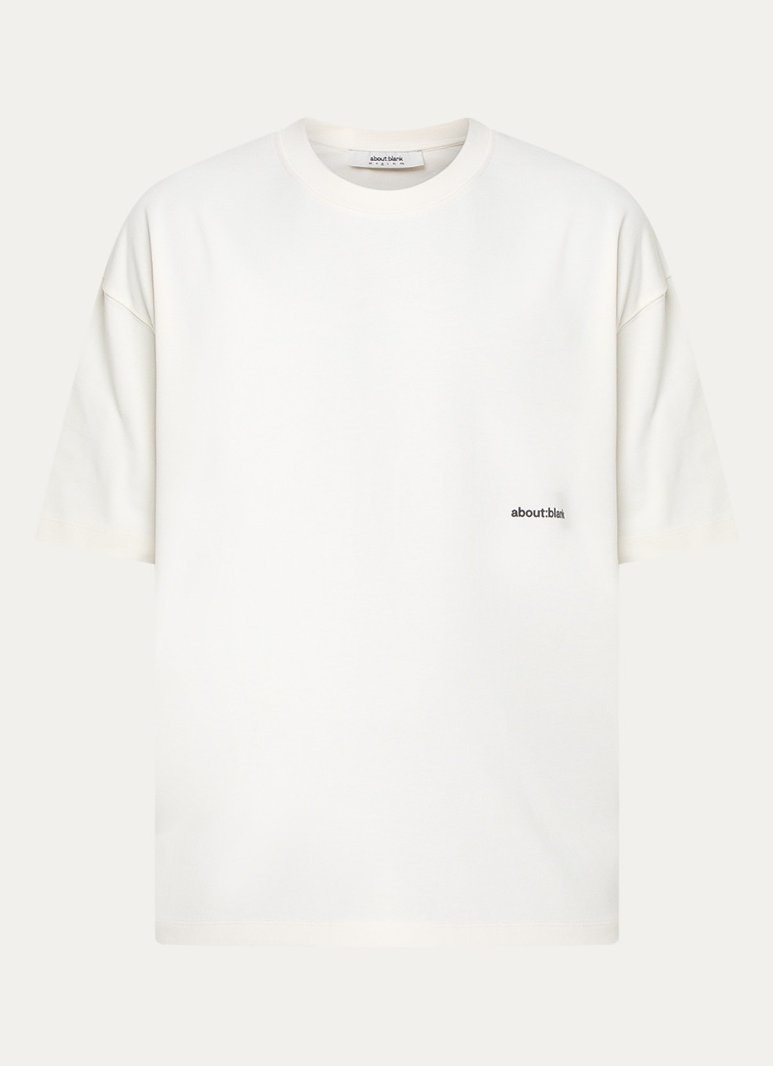 about:blank T-shirt met logo- en backprint - voorkant 3 gebroken wit