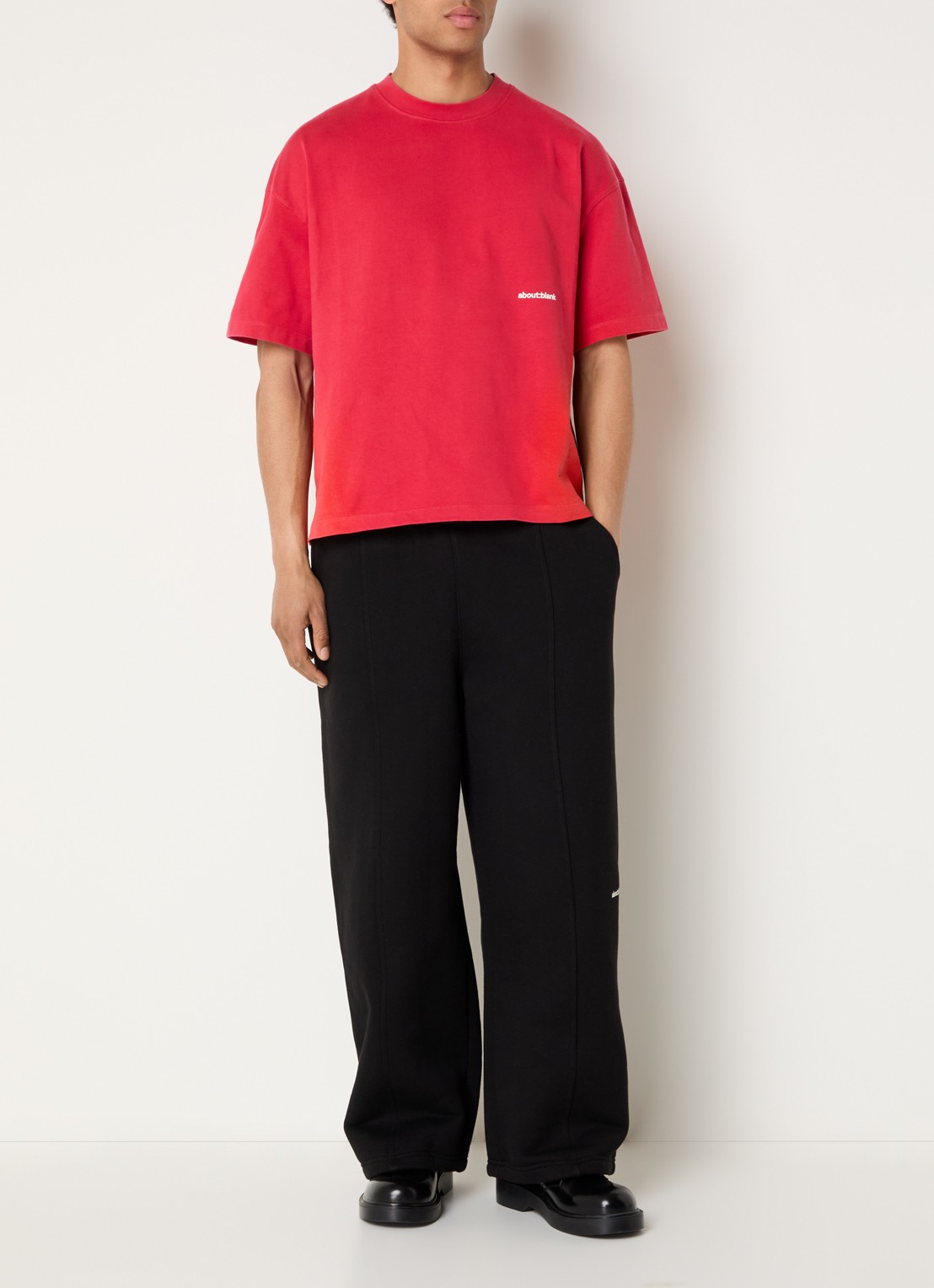 about:blank T-shirt met ronde hals - voorkant 4 rood