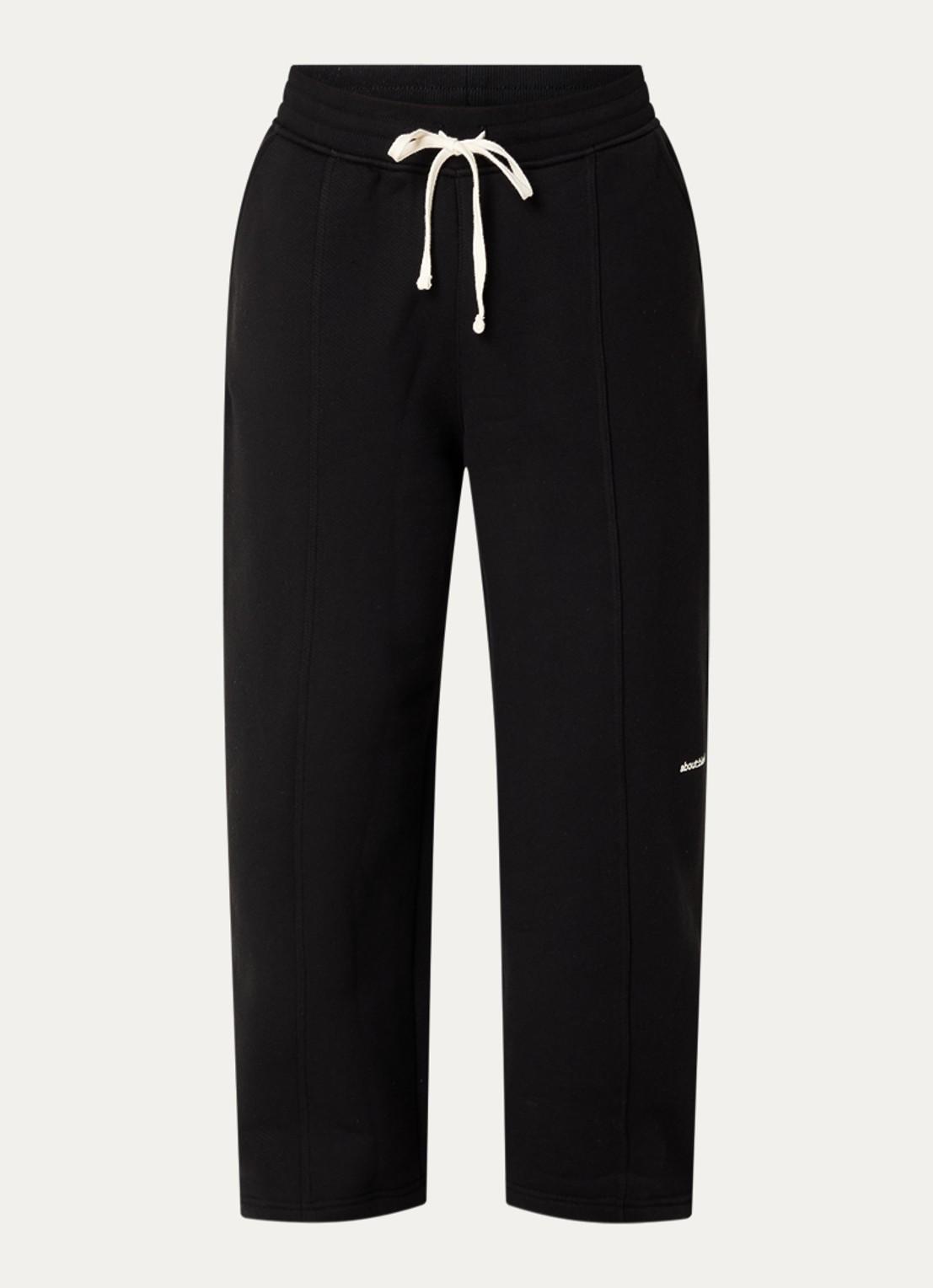 about:blank Wide fit broek met logo en steekzakken - voorkant 4 zwart