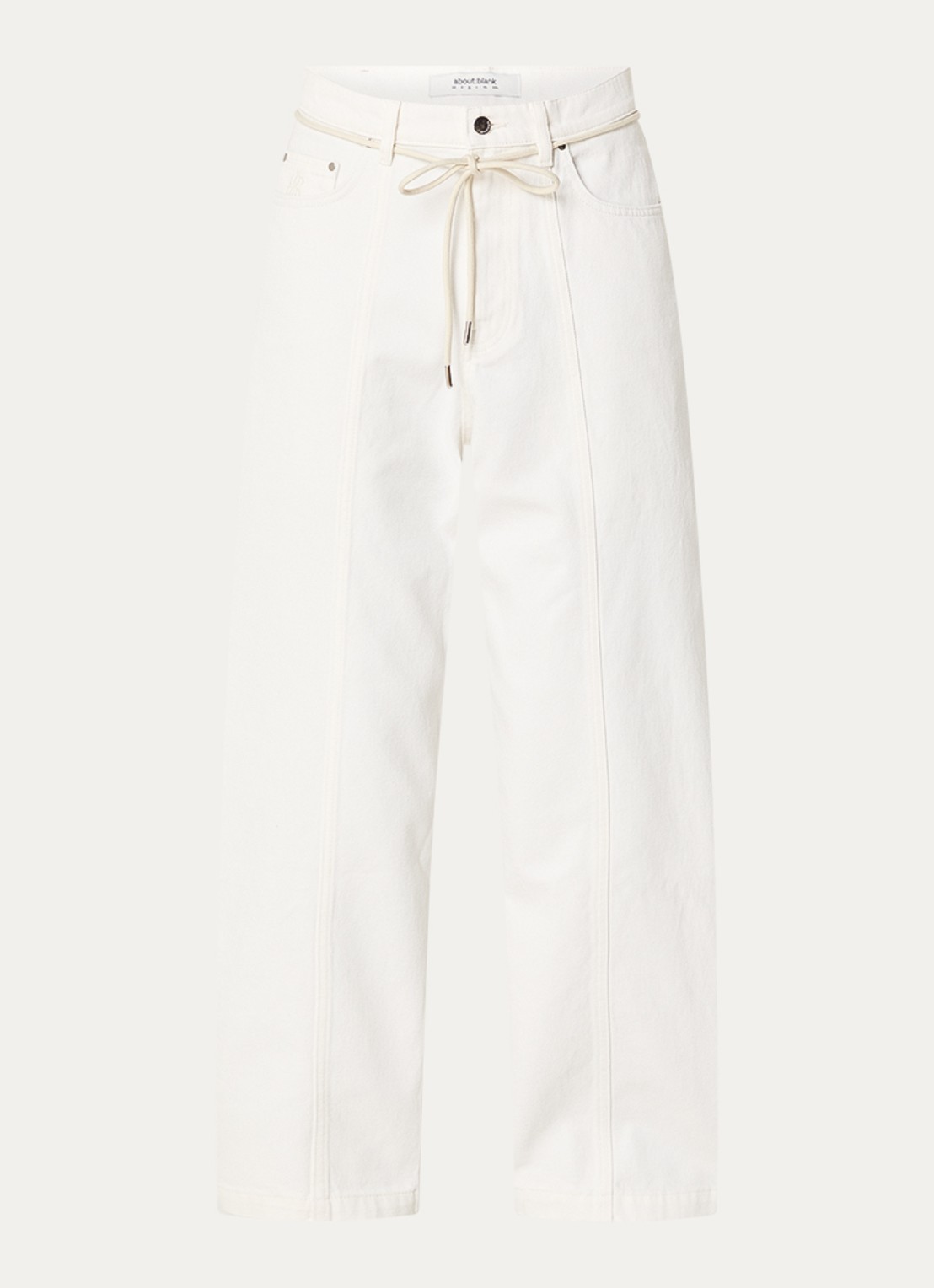 about:blank Wide fit jeans met gekleurde wassing en steekzakken - voorkant gebroken wit