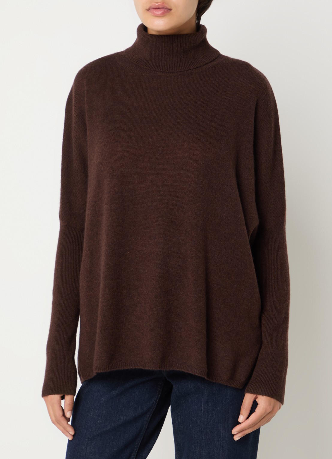 Absolut Cashmere. Clara fijngebreide trui van kasjmier met col - detail roodbruin