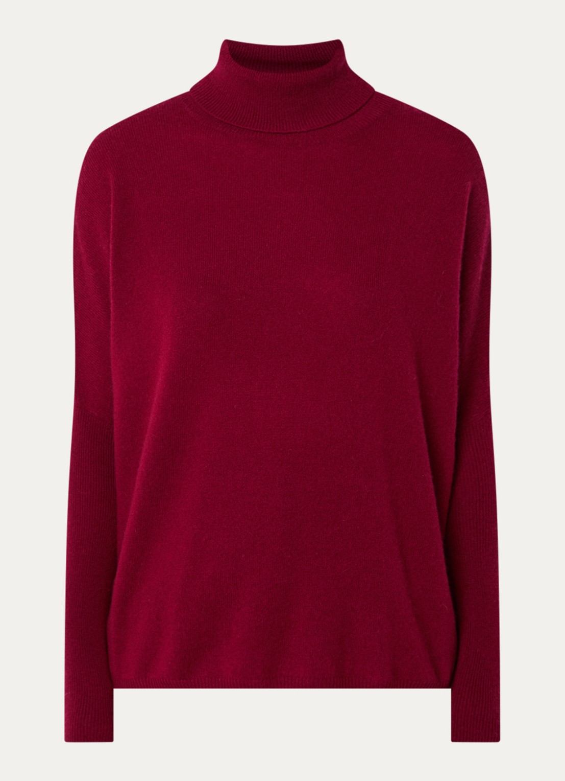 Absolut Cashmere. Fijngebreide trui van kasjmier met col - voorkant donkerrood