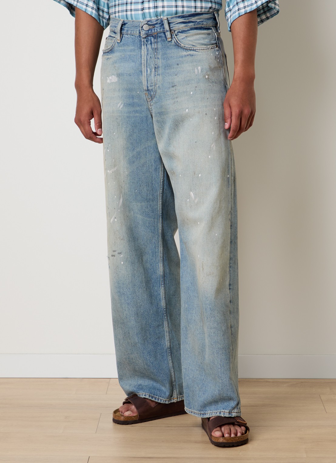 Acne Studios 1981 wide leg jeans met medium wassing - detail 4 indigo