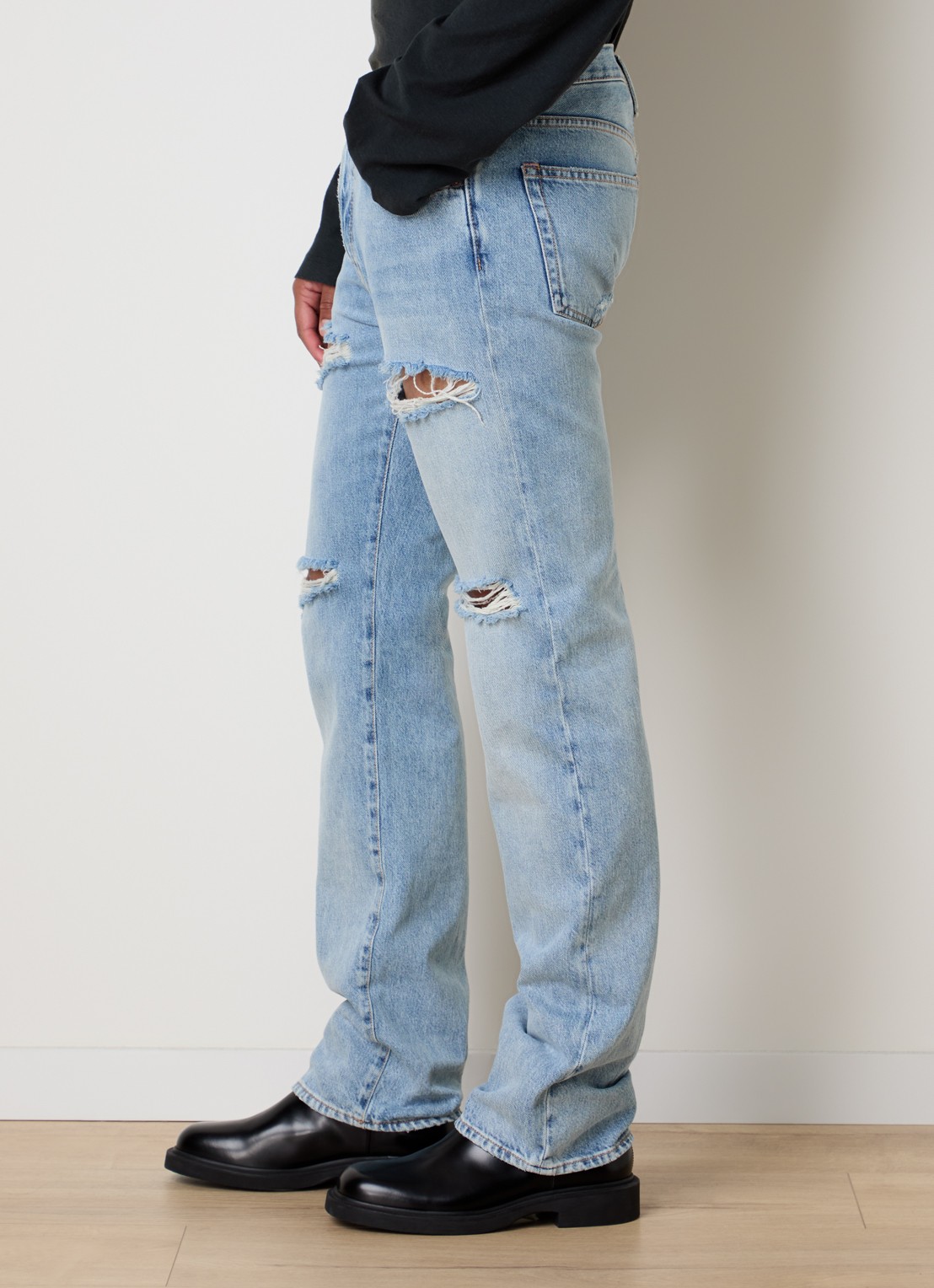 Acne Studios 1996 slim fit jeans met destroyed afwerking - detail 2 indigo
