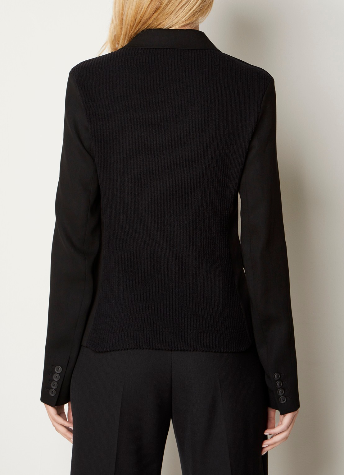 Acne Studios Blazer in wolblend met ribgebreid achterpand - achterkant 3 zwart