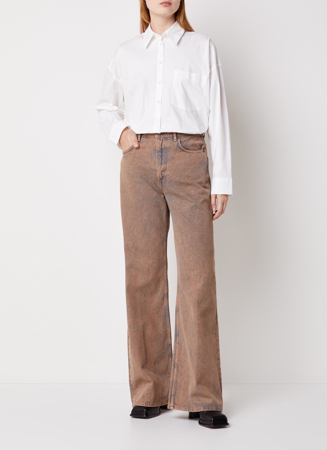 Acne Studios Blouse met borstzak en stretch - voorkant 3 wit