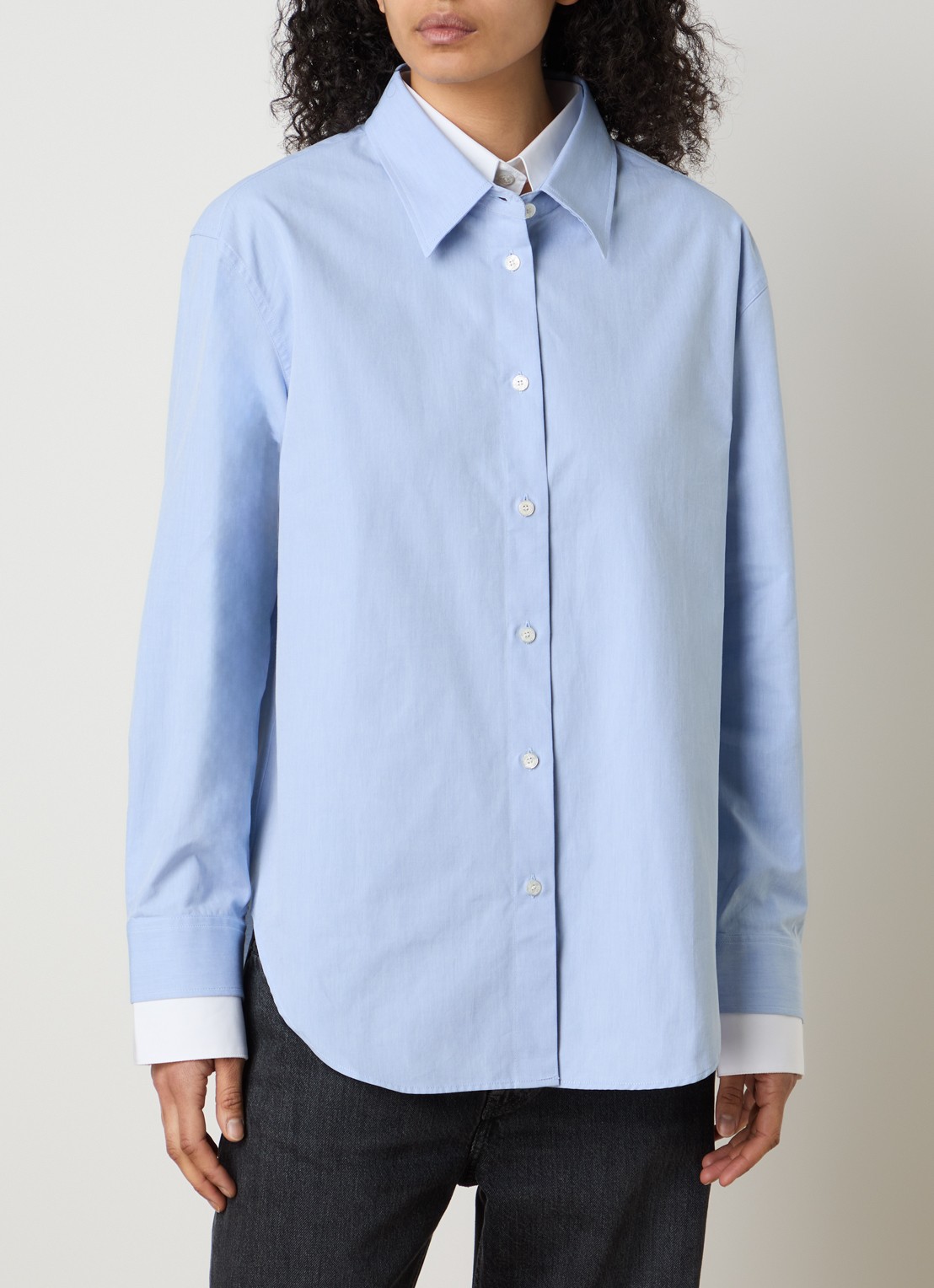 Acne Studios Blouse met kraag - detail 3 lichtblauw