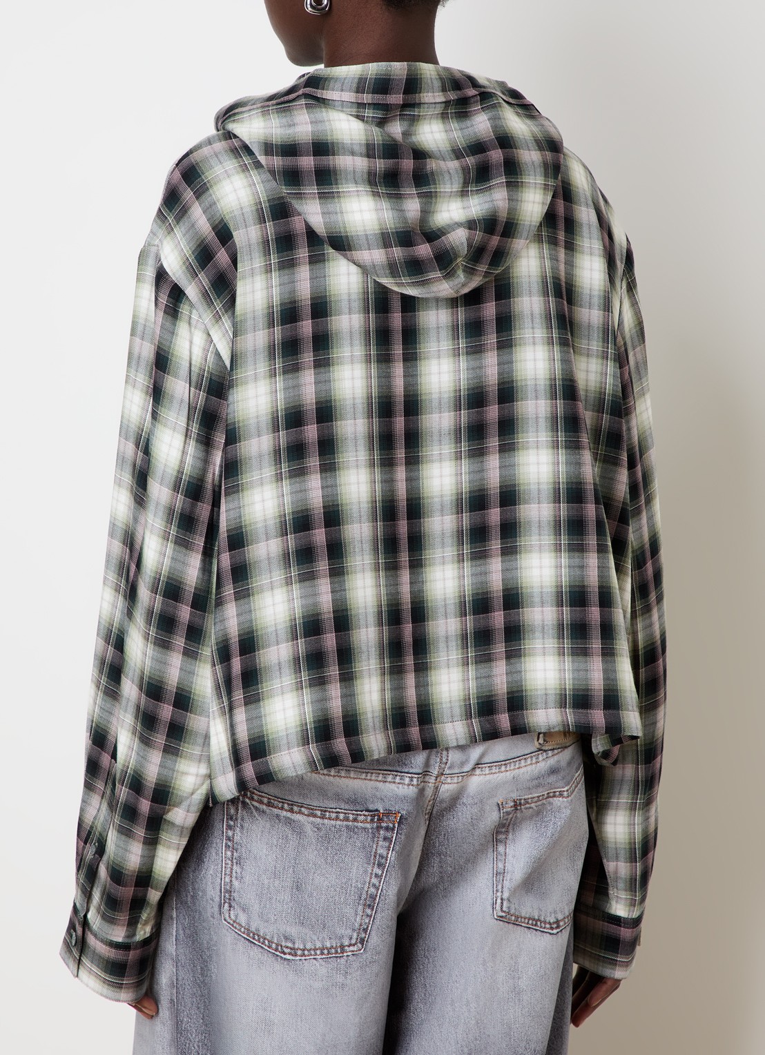 Acne Studios Blouse met ruitdessin en capuchon - achterkant 3 zwart
