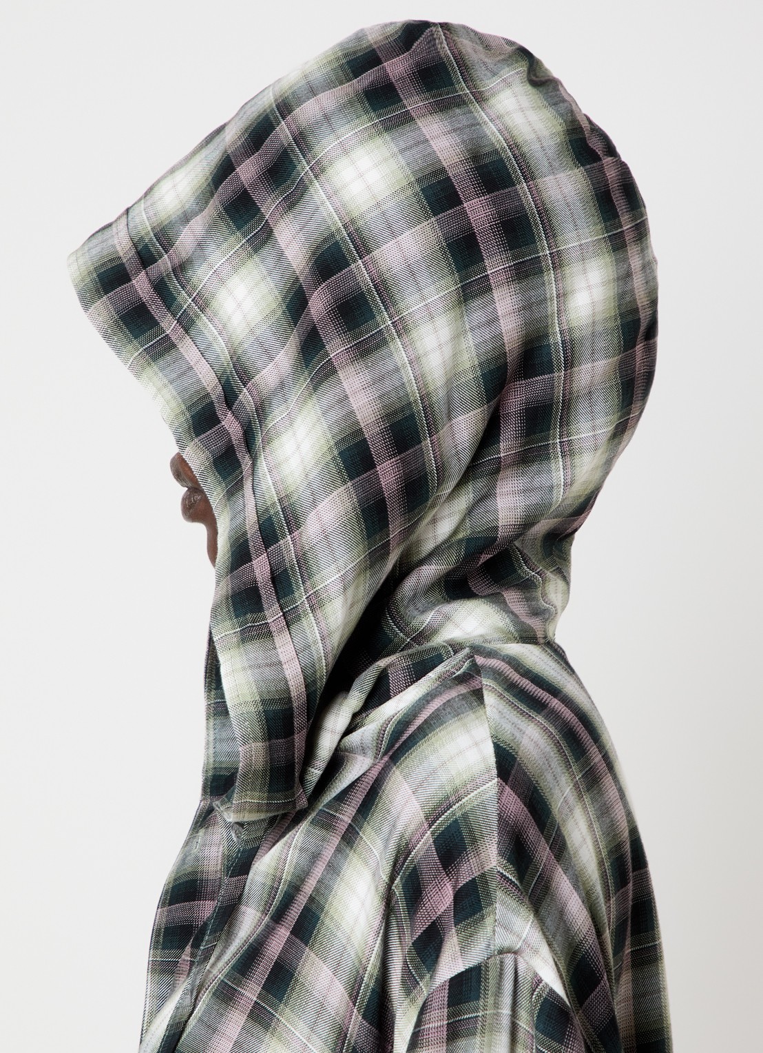 Acne Studios Blouse met ruitdessin en capuchon - detail 5 zwart