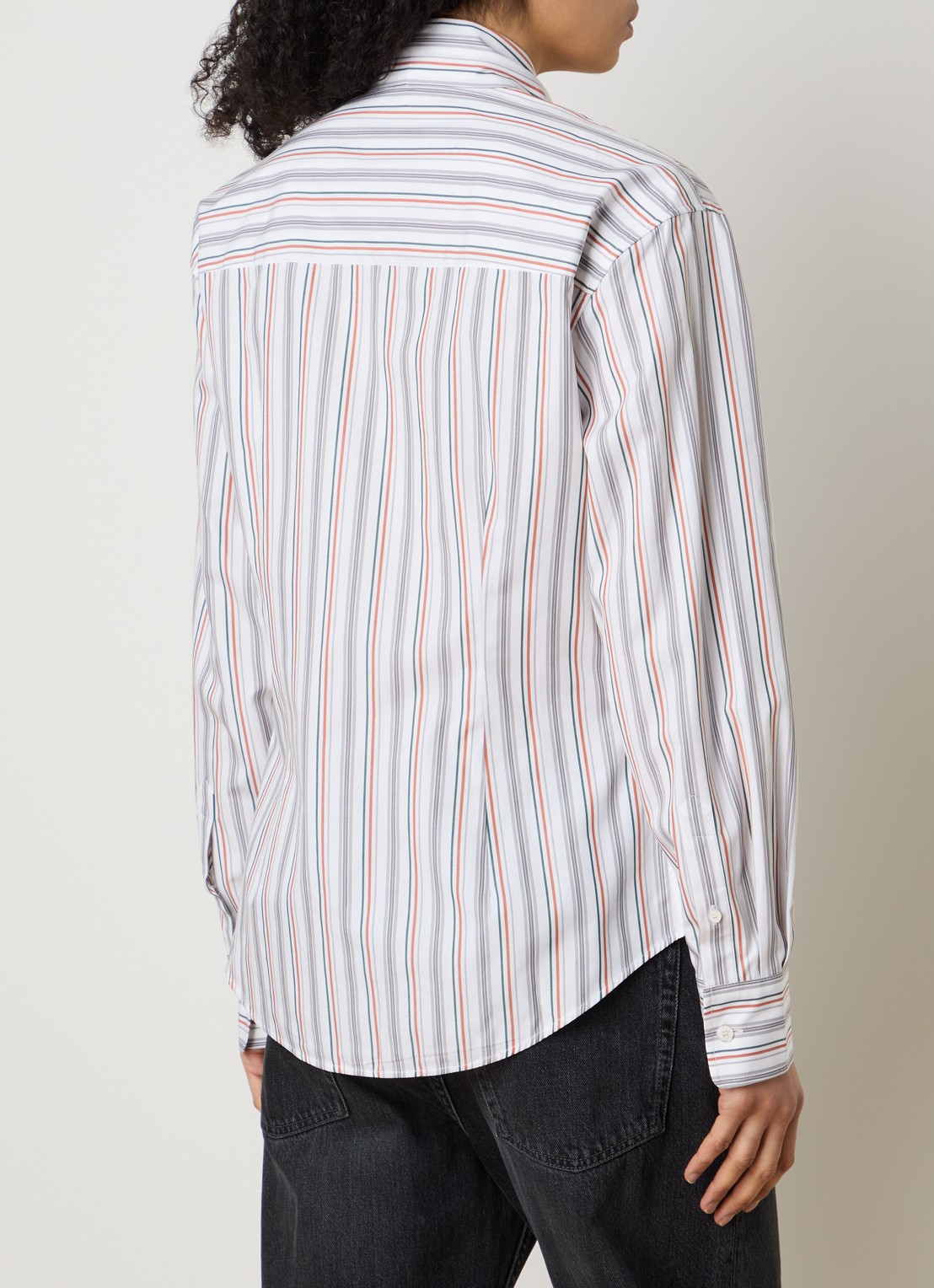 Acne Studios Blouse met streepprint en sjaalkraag - achterkant grijs