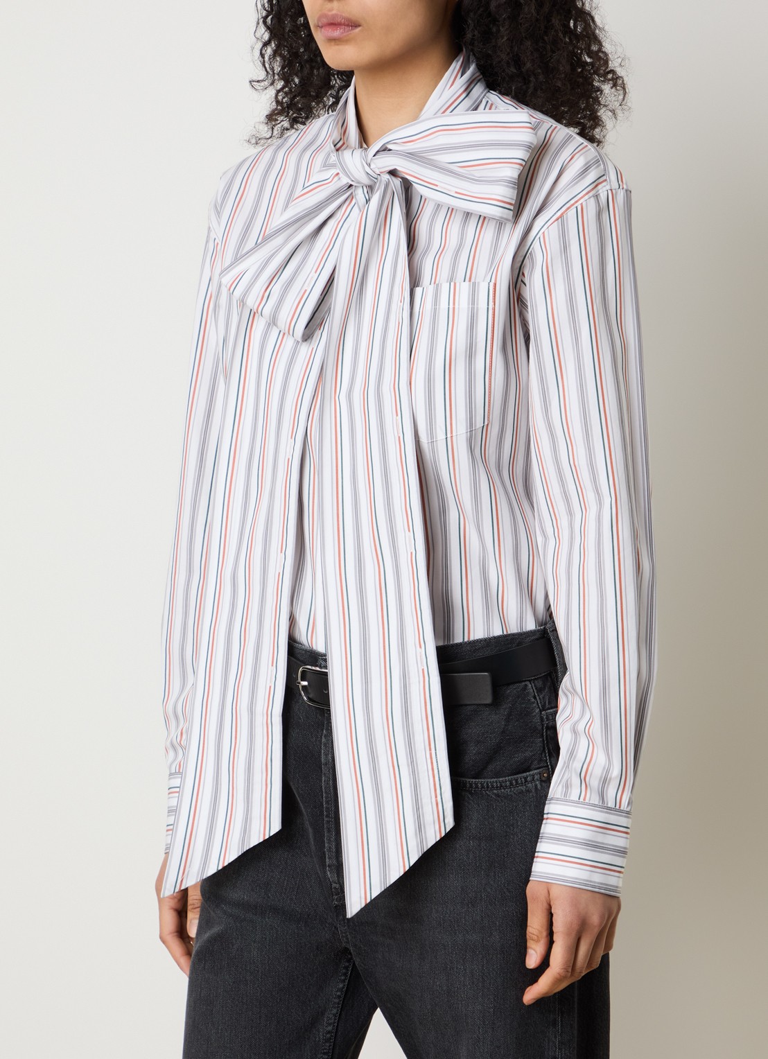 Acne Studios Blouse met streepprint en sjaalkraag - detail 4 grijs