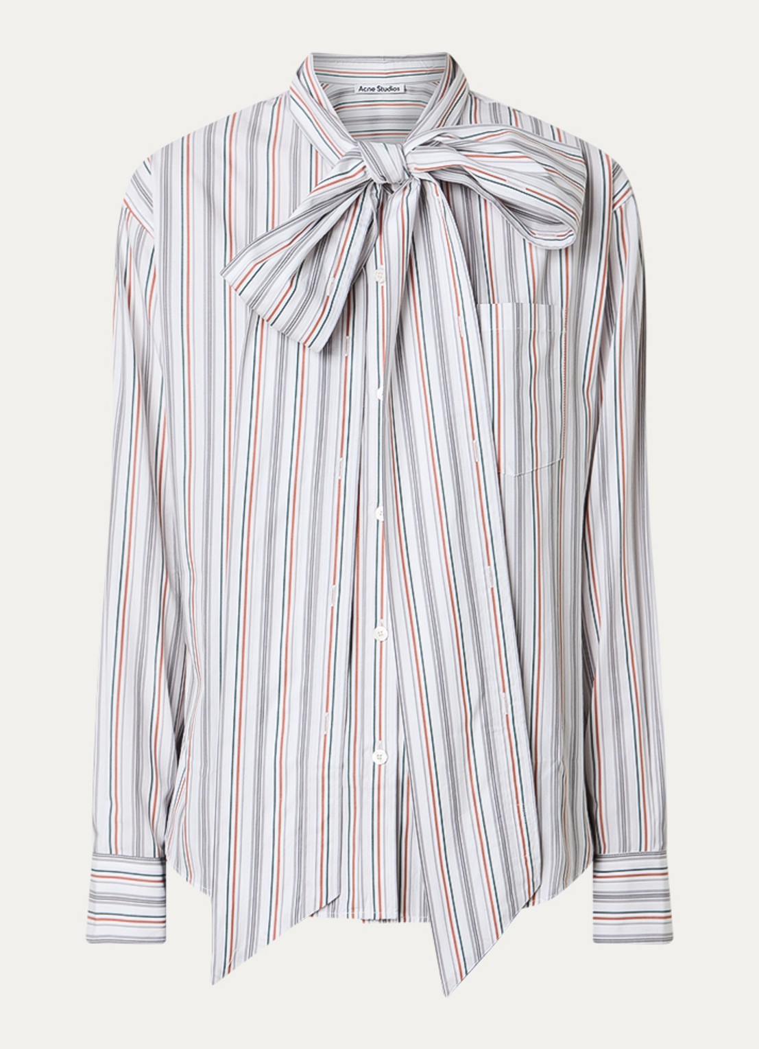 Acne Studios Blouse met streepprint en sjaalkraag - voorkant 2 grijs