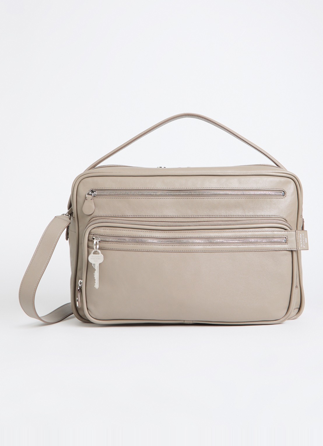 Acne Studios Camero schoudertas van kalfsleer - voorkant taupe