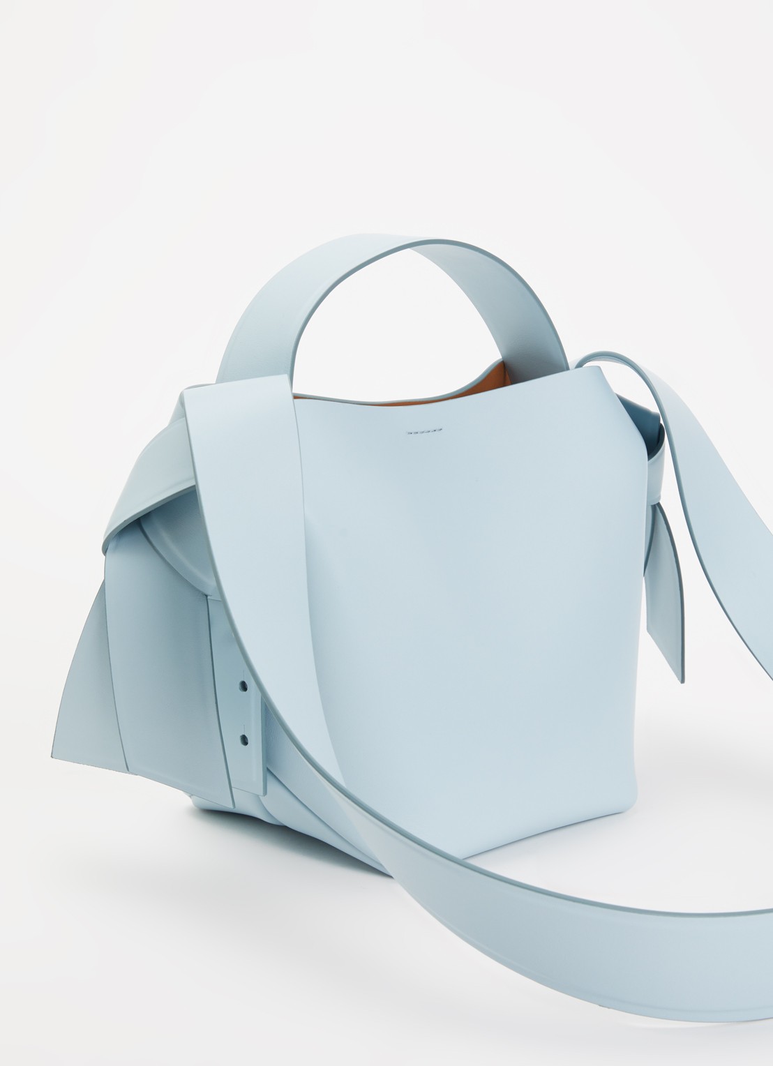 Acne Studios Crossbodytas van kalfsleer met afneembare schouderriem - achterkant 2 lichtblauw