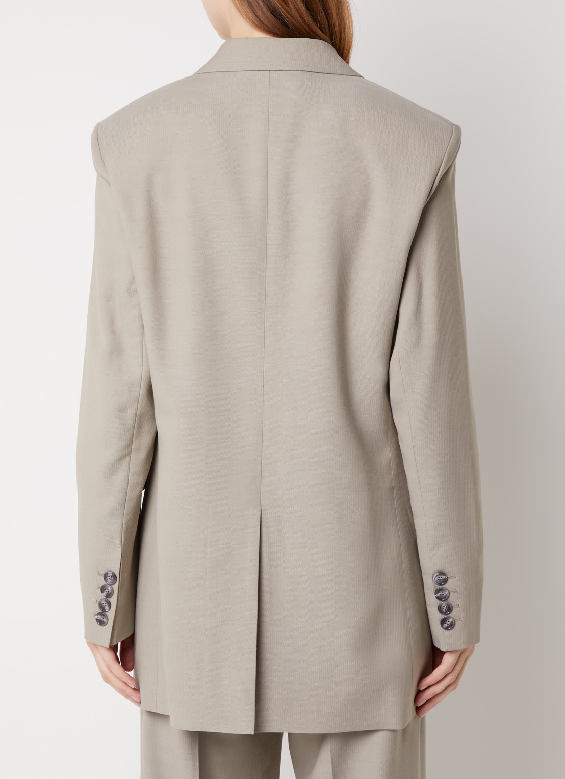 Acne Studios Double-breasted blazer in wolblend met klepzakken - achterkant middengrijs