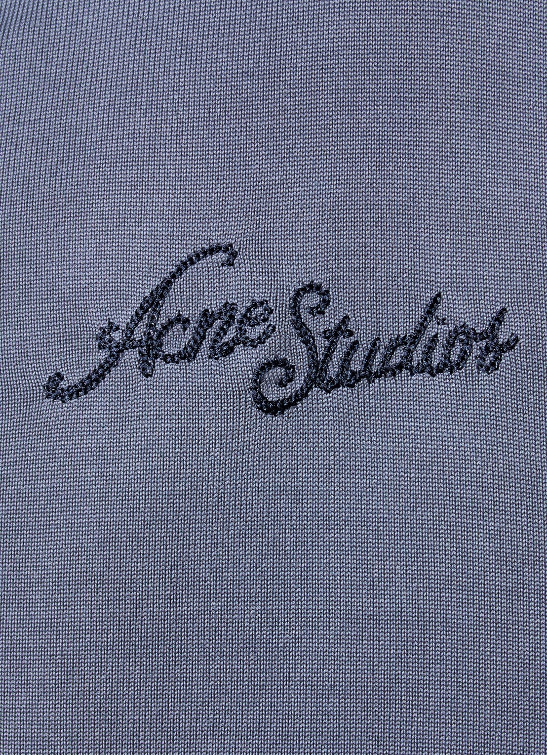 Acne Studios Fijngebreid vest van zijde met logoborduring - detail 5 blauwgrijs