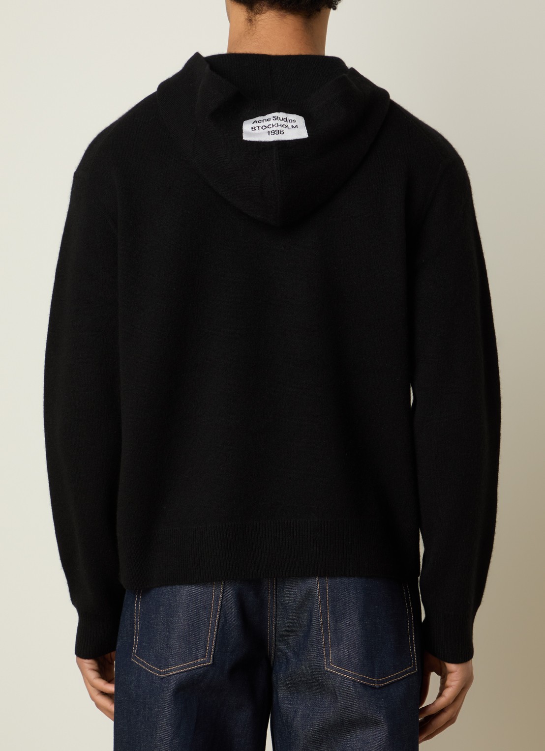 Acne Studios Fijngebreide hoodie in kasjmierblend - detail 4 zwart