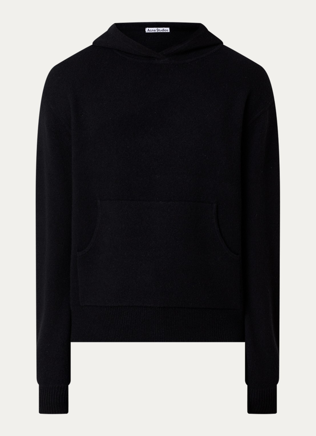 Acne Studios Fijngebreide hoodie in kasjmierblend - voorkant 2 zwart