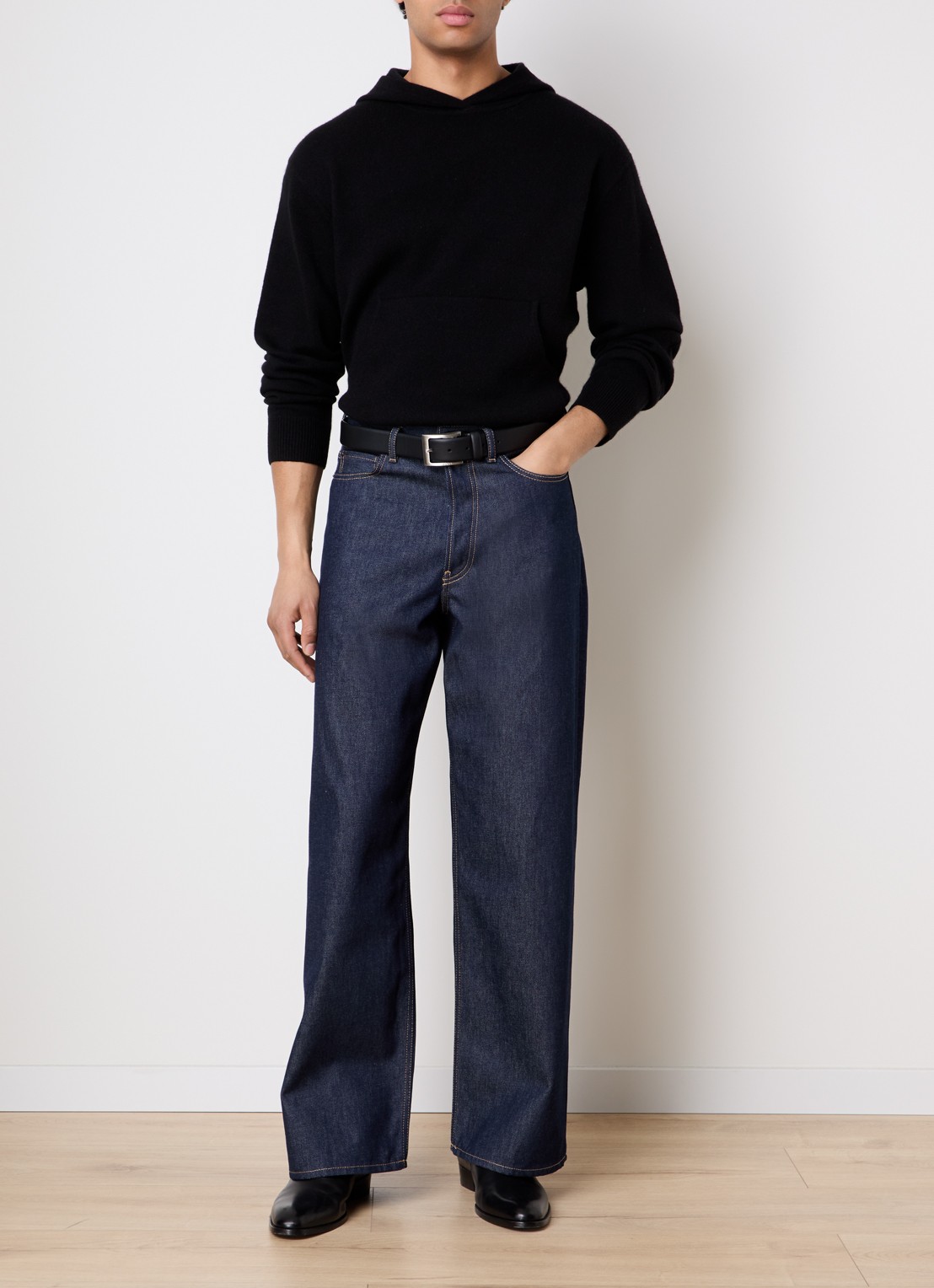 Acne Studios Fijngebreide hoodie in kasjmierblend - voorkant 3 zwart