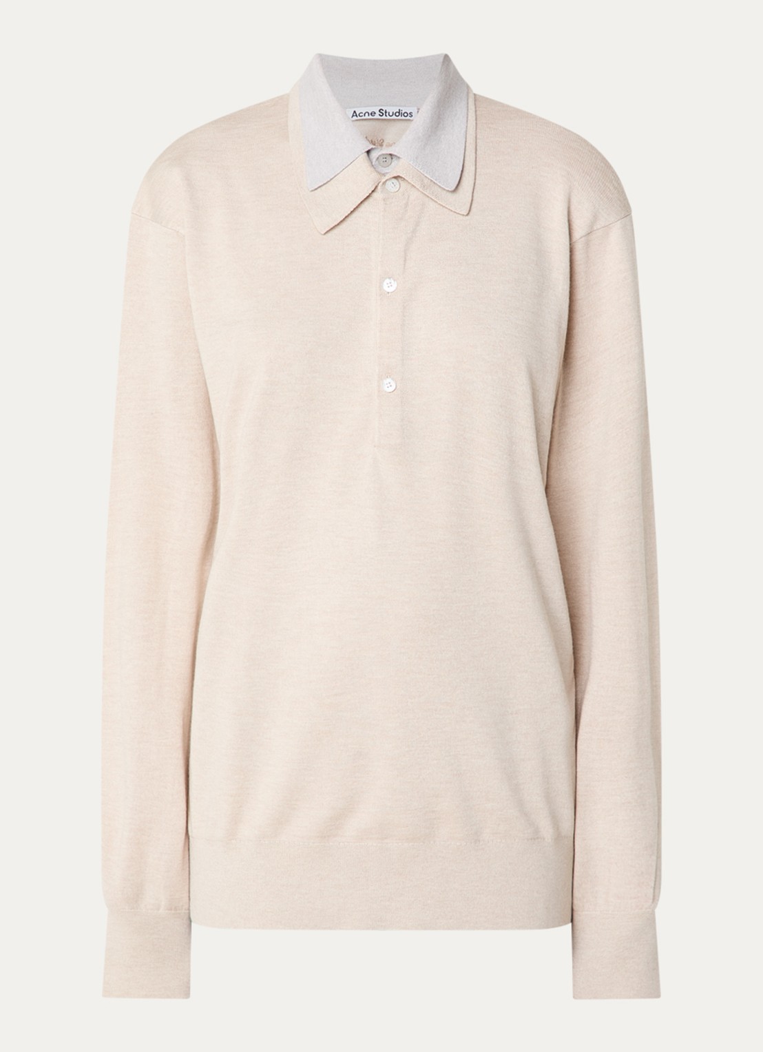 Acne Studios Fijngebreide polo in kasjmierblend - voorkant 2 beige