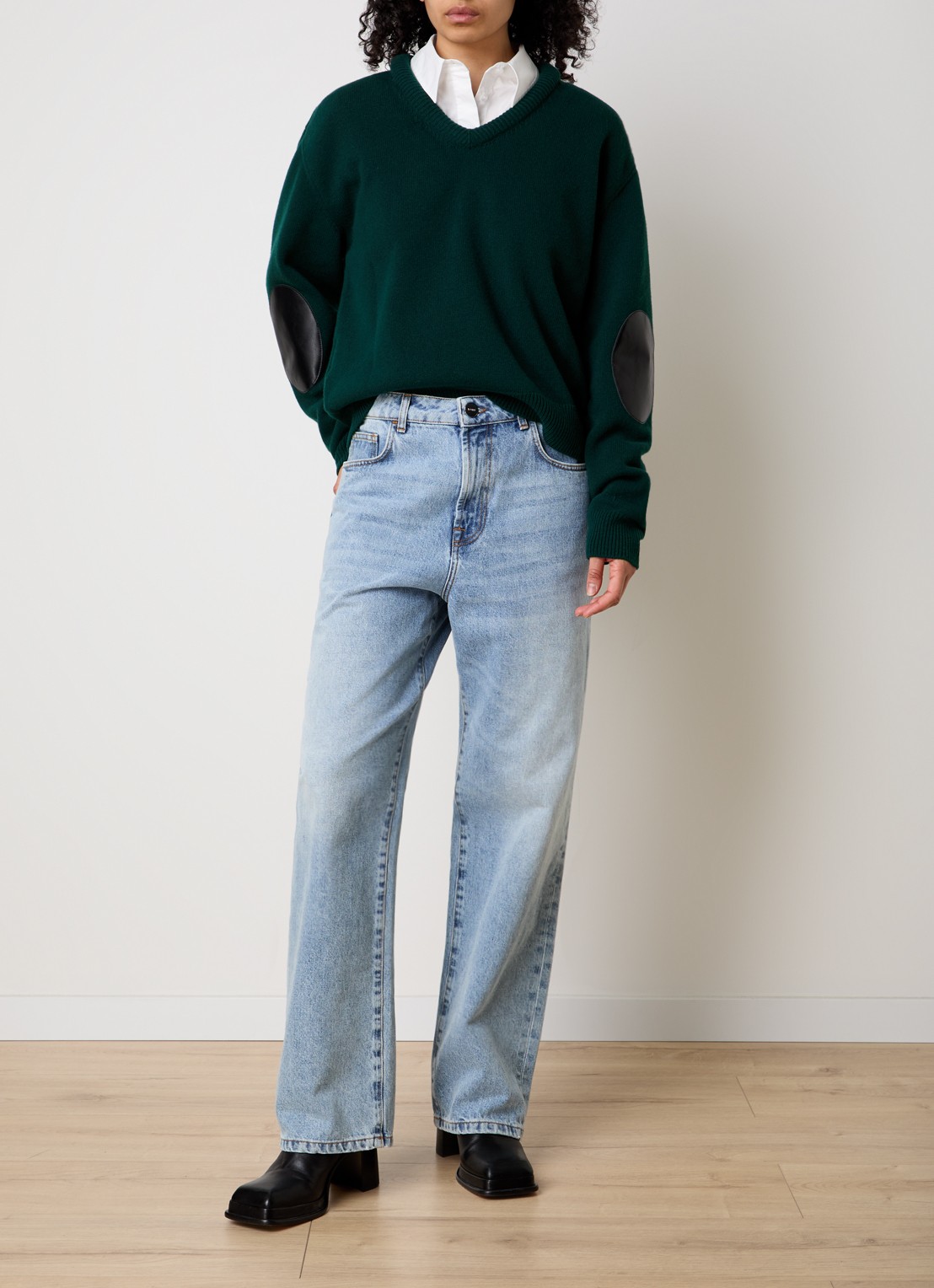 Acne Studios Fijngebreide pullover van wol - voorkant 2 groen