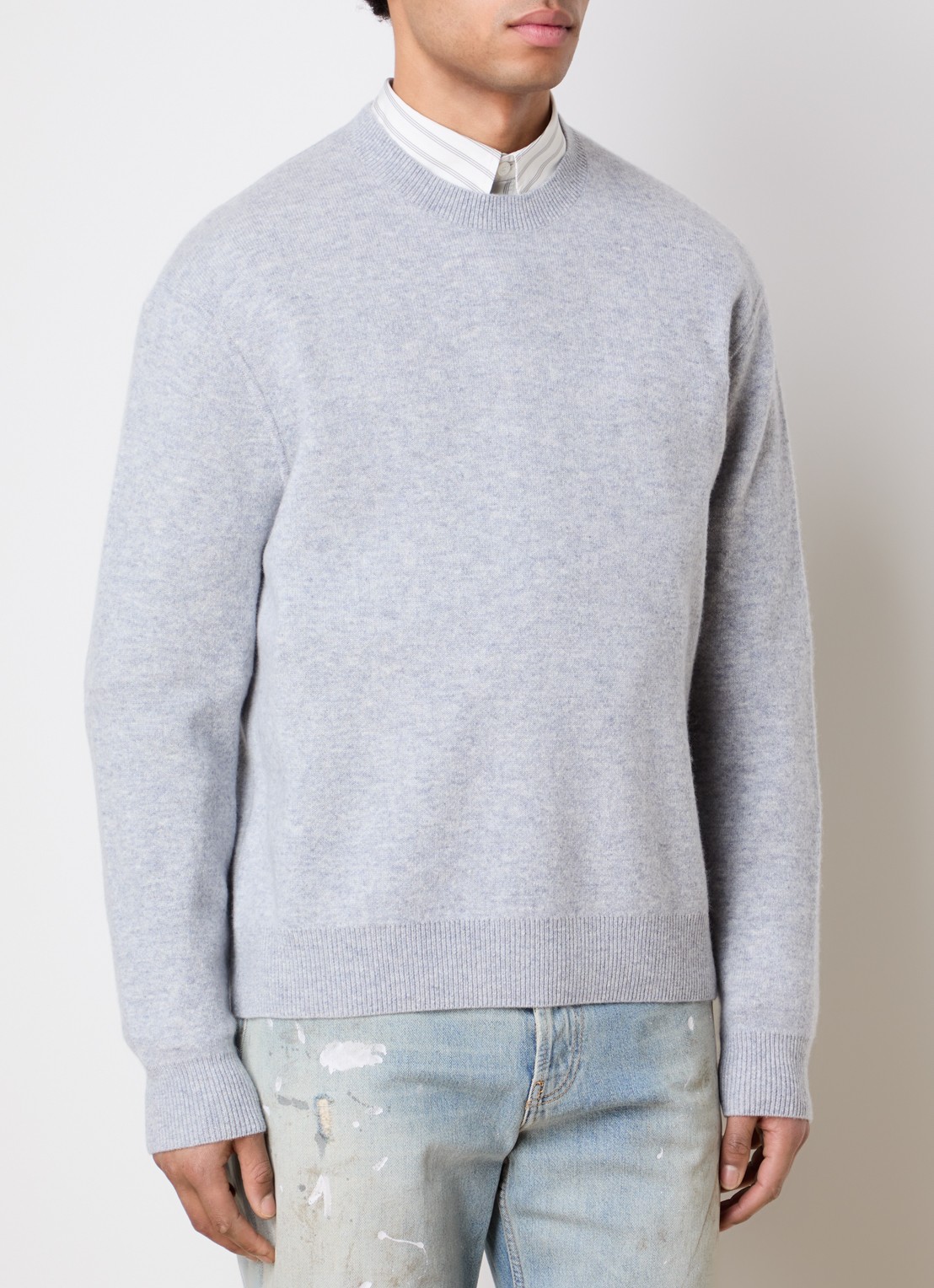 Acne Studios Fijngebreide trui in kasjmierblend - detail 4 grijsmele
