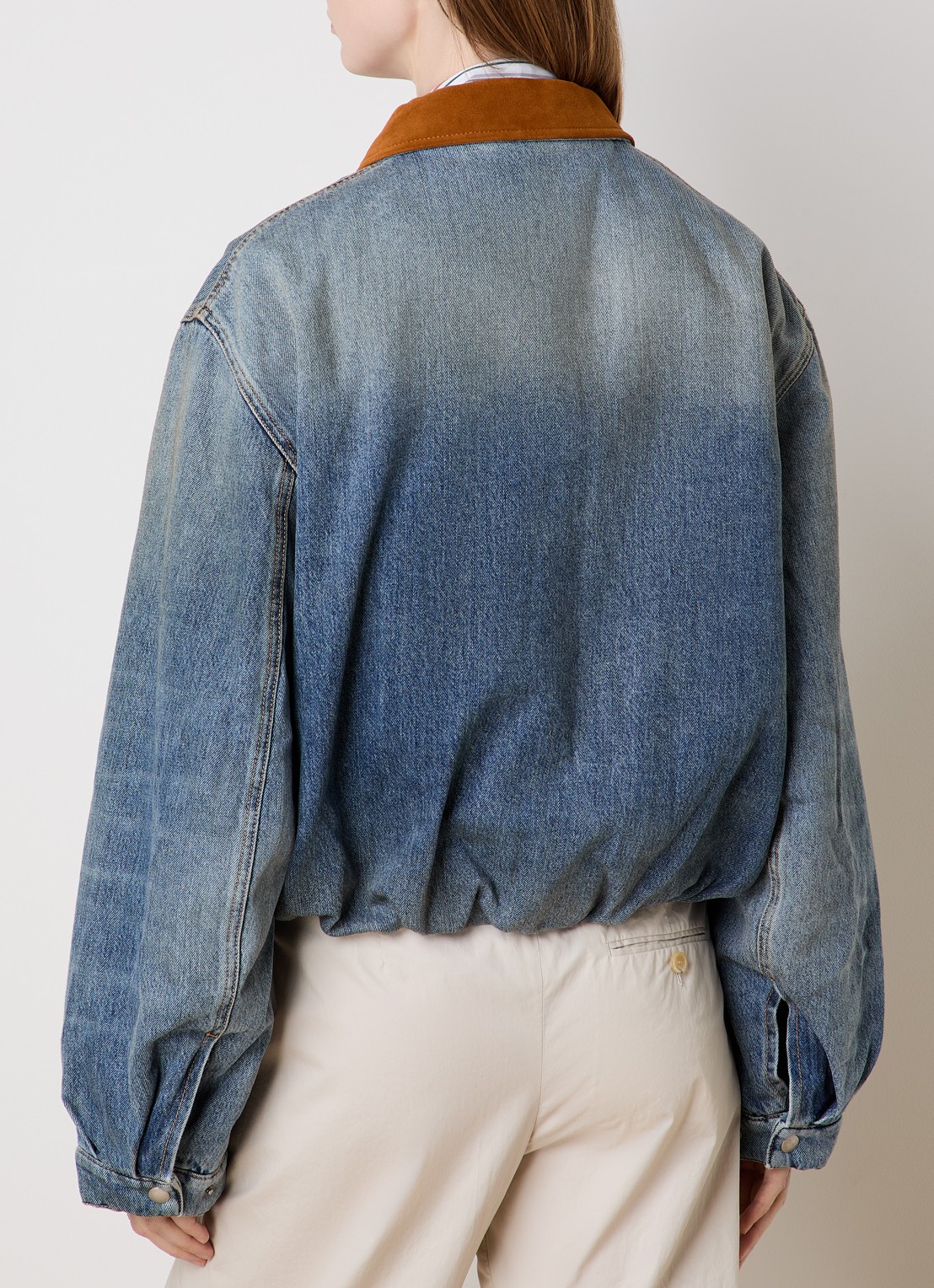 Acne Studios Gewatteerde spijkerjas met suède details - achterkant 3 blauw