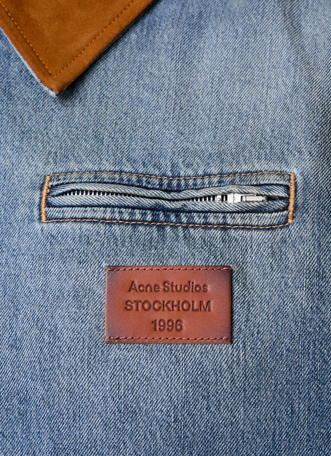 Acne Studios Gewatteerde spijkerjas met suède details - detail 5 blauw